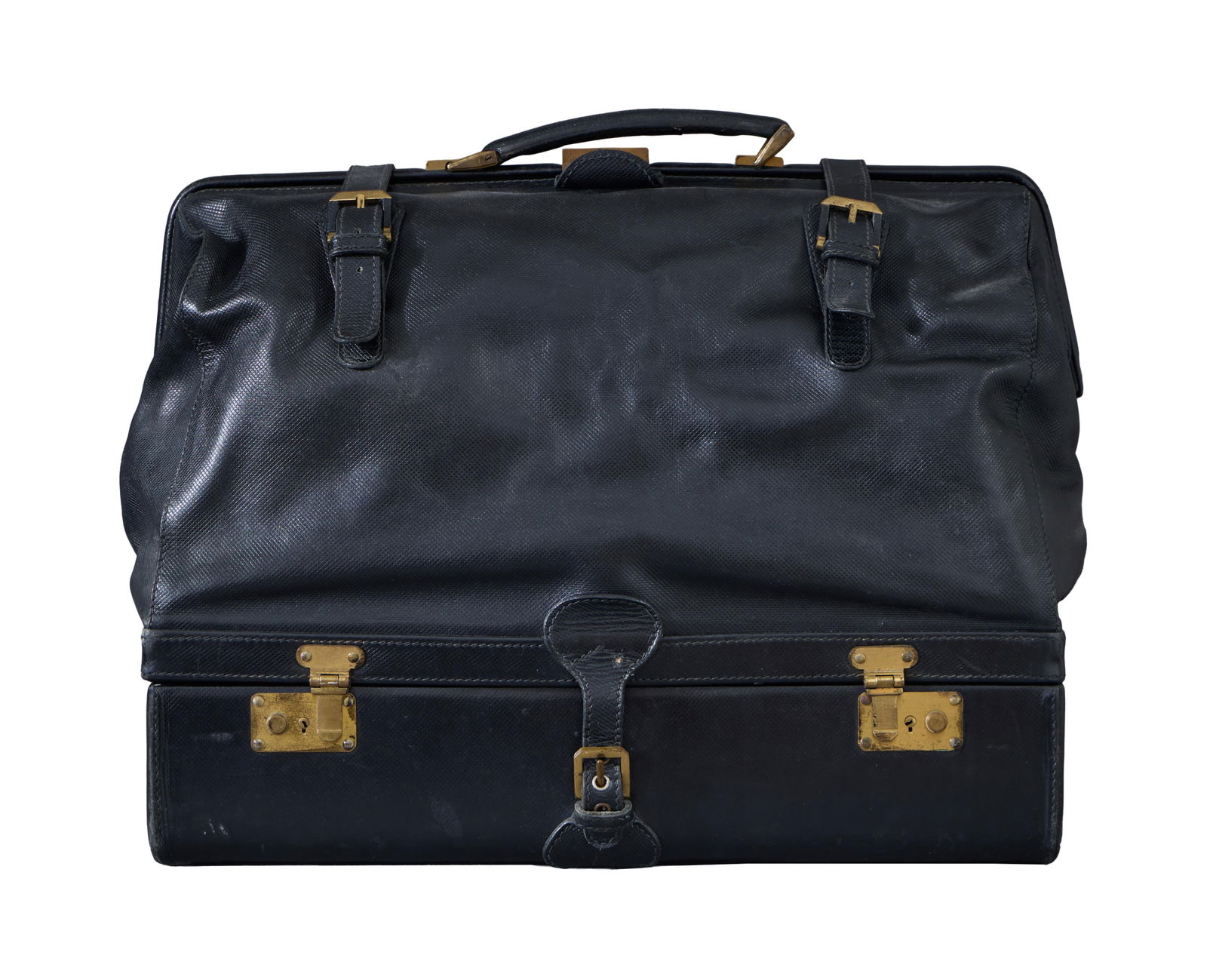 Vintage Bottega Veneta Black Leather Attache Doctor's Bag, Overall- H.- 17 in. (with top handle), (1 of 6)