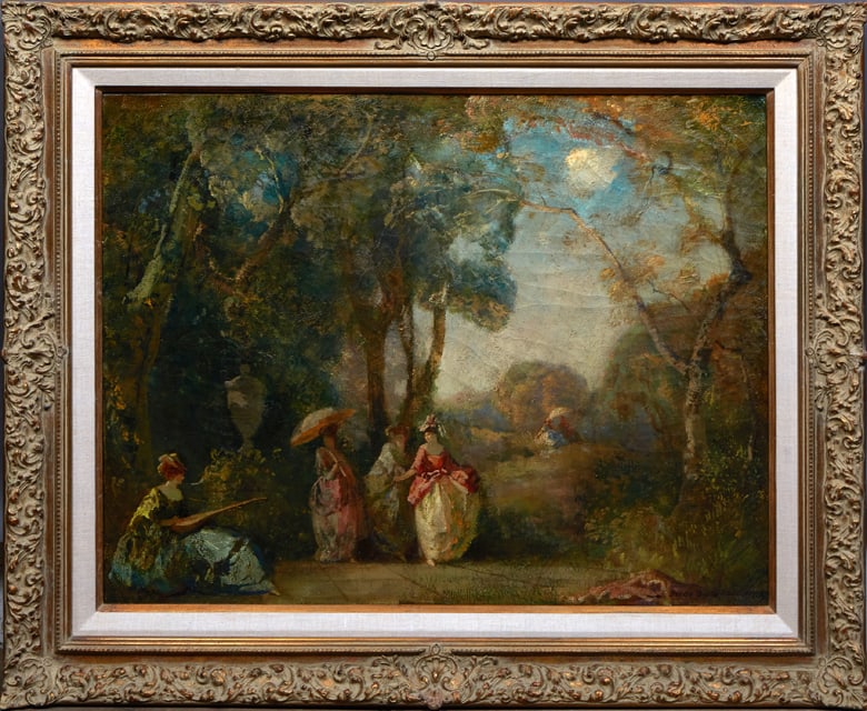 Frederick Ballard Williams (1871-1956, New York), "A Stroll Through the Park," 19th c., oil on (1 of 4)
