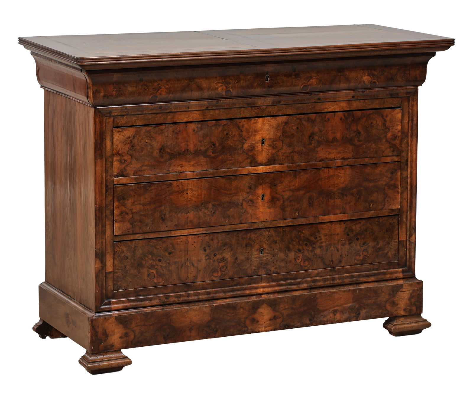 French Louis Philippe Walnut Commode, mid 19th c., H.- 37 5/8 in., W.- 49 1/8 in., D.- 21 1/4 in. (1 of 1)