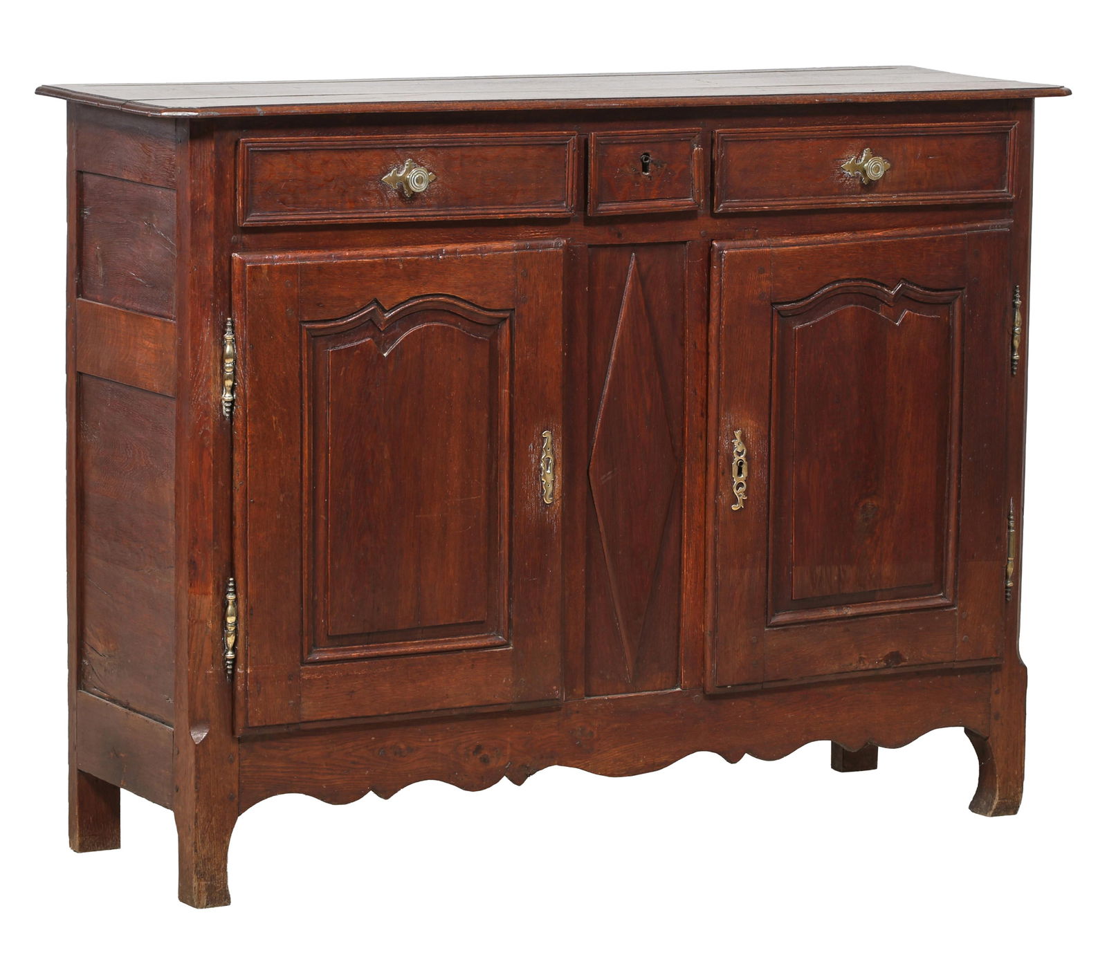 French Louis XV Style Walnut Sideboard, late 19th c., H.- 42 1/2 in., W.- 57 1/2 in., D.- 17 1/2 in. (1 of 1)