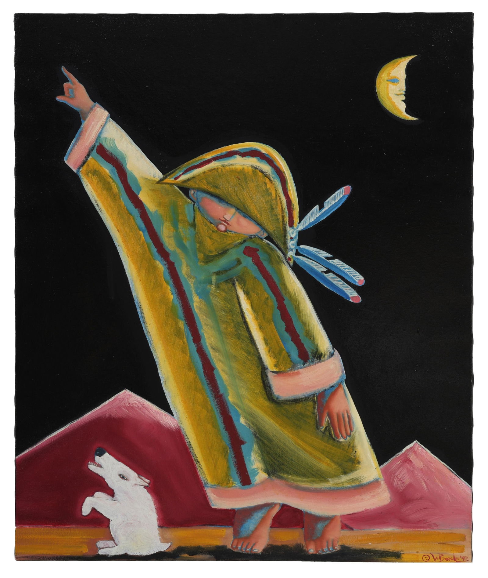 Martin Laborde (American/Louisiana, b. 1943), "Look! Look!! A Star So Bright That it Lights up the: Martin Laborde (American/Louisiana, b. 1943), "Look! Look!! A Star So Bright That it Lights up the Whole Sky," 1992, oil on canvas, signed and dated lower right, signed, titled, and dated en verso, un