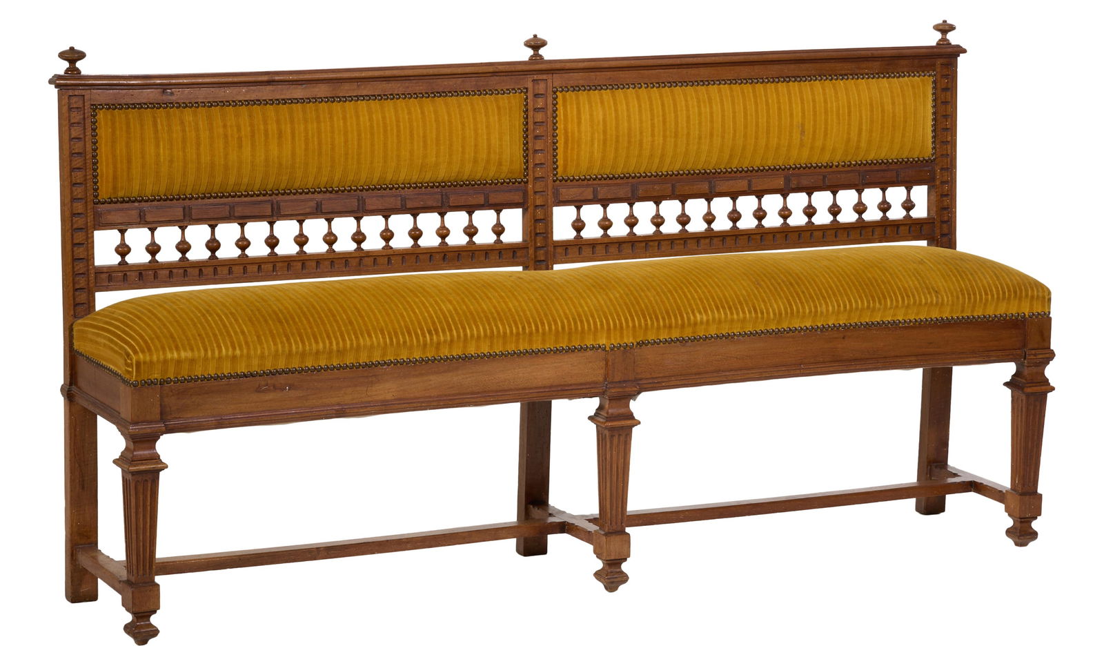 French Henri II Style Walnut Hall Bench, late 19th c., H.- 38 in., W.- 70 1/4 in., D.- 14 1/2 in. (1 of 1)