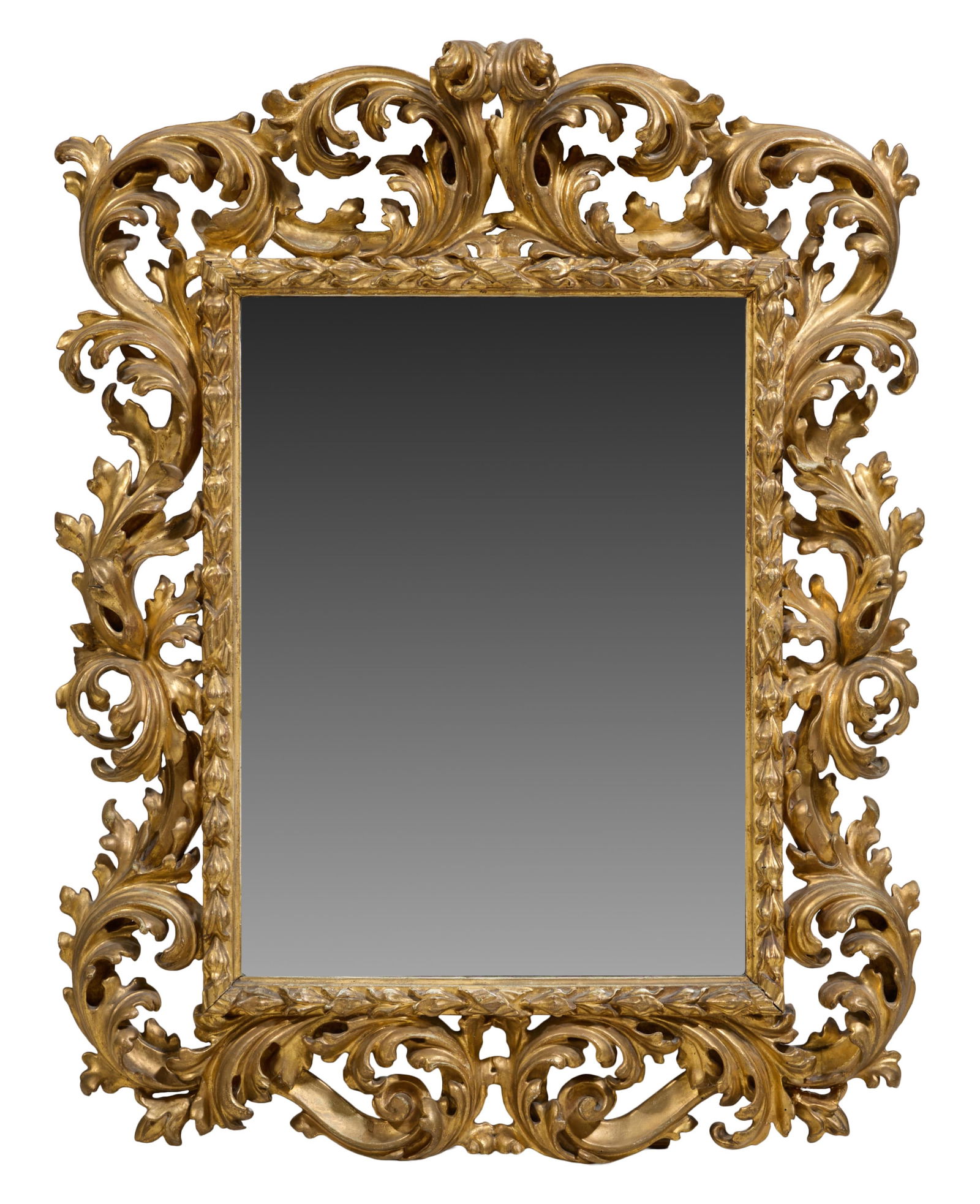 French Louis XIV Style Carved Giltwood Mirror, 19th c., H.- 38 1/2 in., W.- 32 in. (1 of 1)