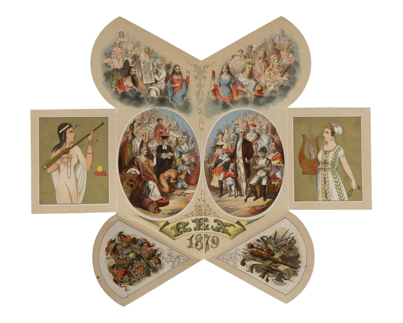 Mardi Gras Ball Invitation, Rex, 1879, Invitation- Open- H.- 10 1/8 in., W.- 11 3/16 in., Closed- (1 of 7)