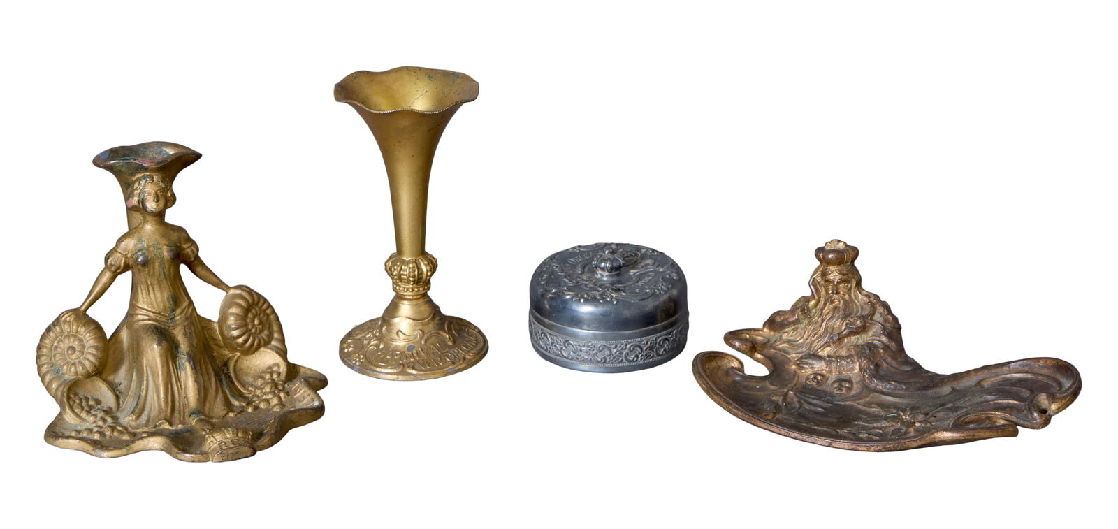 Four Mardi Gras Krewe Favors, Rex, early 20th c., 1904- H.- 1 3/4 in., Dia.- 2 1/2 in.; 1905- H.- 4 (1 of 3)