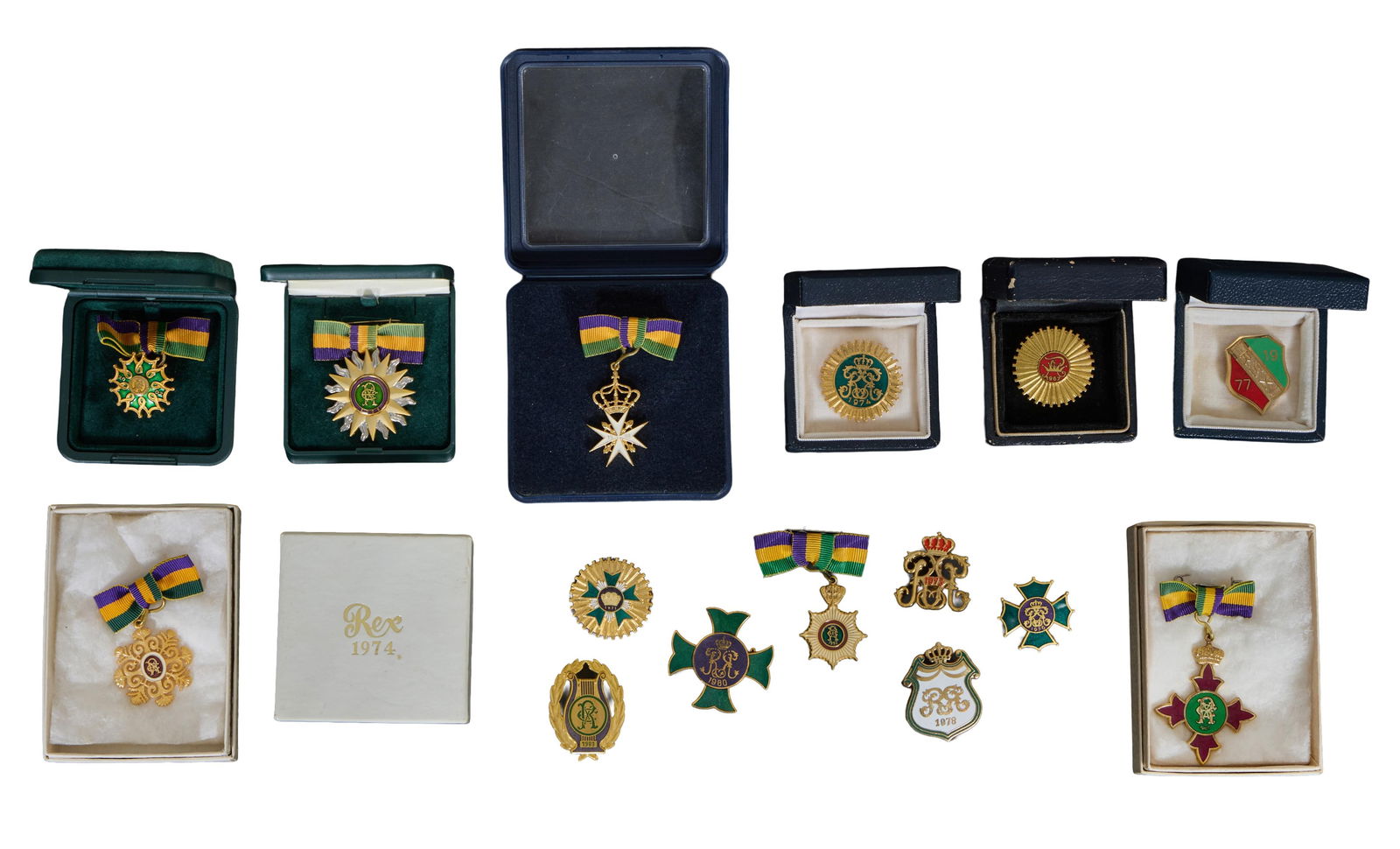 Fifteen Mardi Gras Ladies' Ducal Badges, Rex, 20th/21st c., (15 Pcs.) (1 of 4)