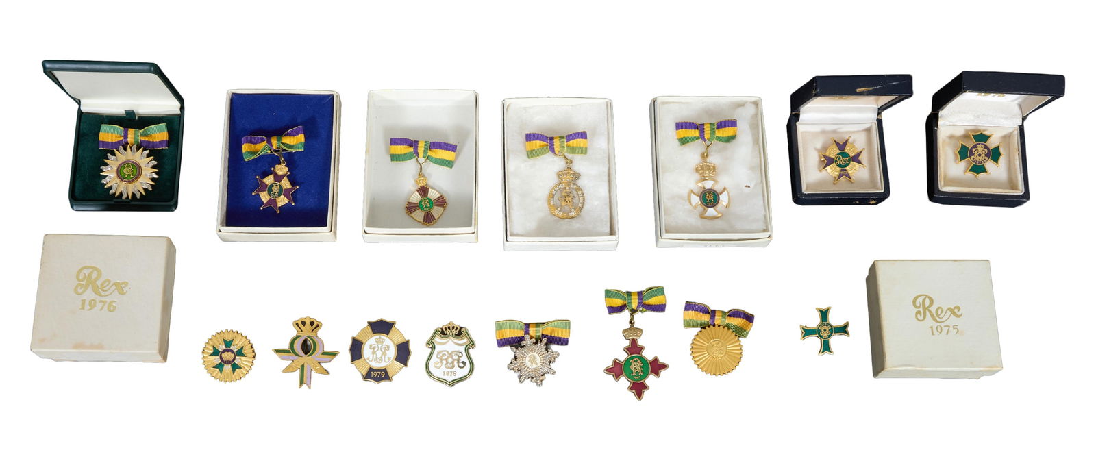 Fifteen Mardi Gras Ladies' Ducal Badges, Rex, 20th/21st c., (15 Pcs.) (1 of 4)