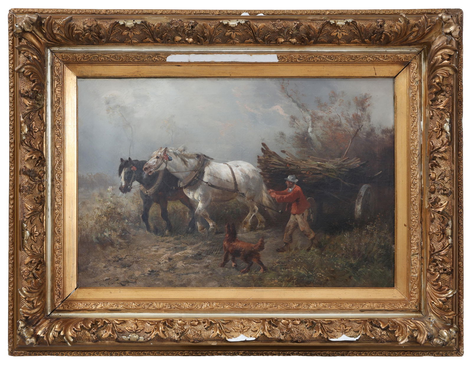 Henry Schouten (Belgium, 1859/1867-1927), "Horses Working the Fields," H.- 21 1/4 in., W.- 29 1/2 (1 of 4)
