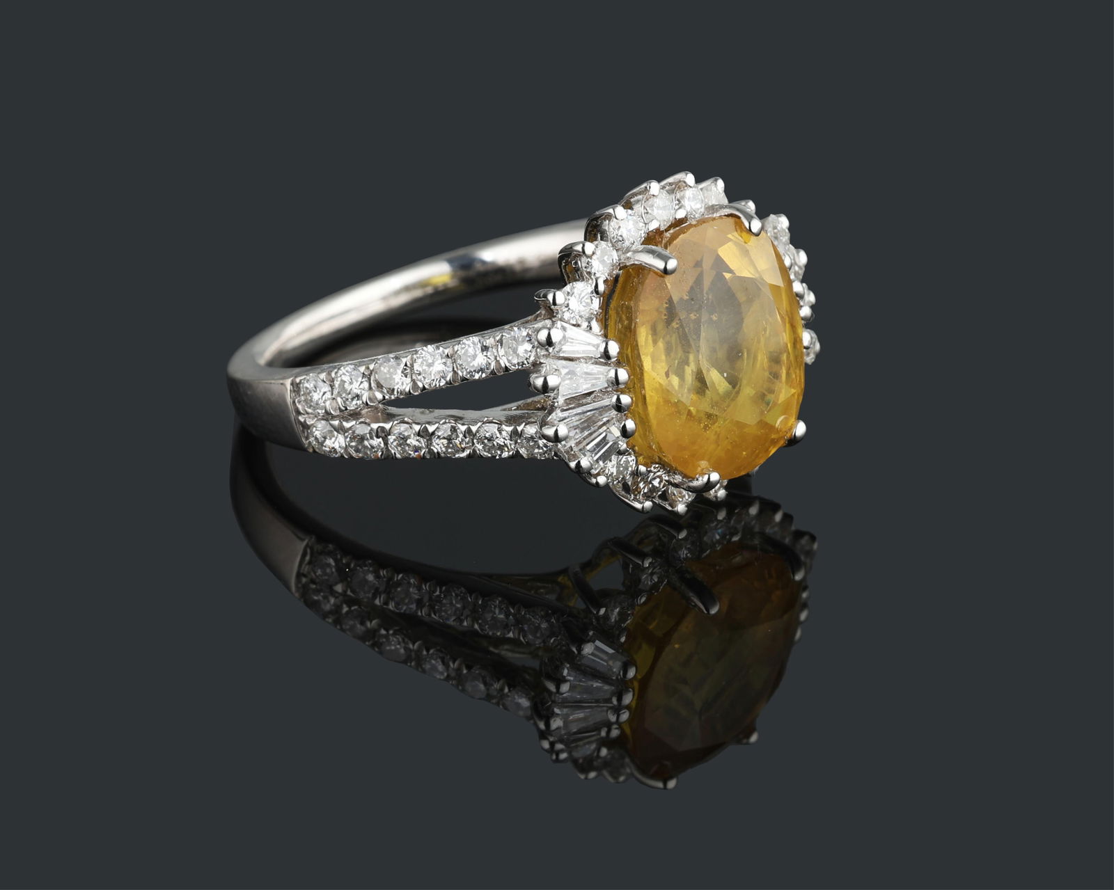 Lady's Platinum Sapphire and Diamond Dinner Ring, Total Diamond Wt.- 0.81 cts., Size- 6, with (1 of 4)