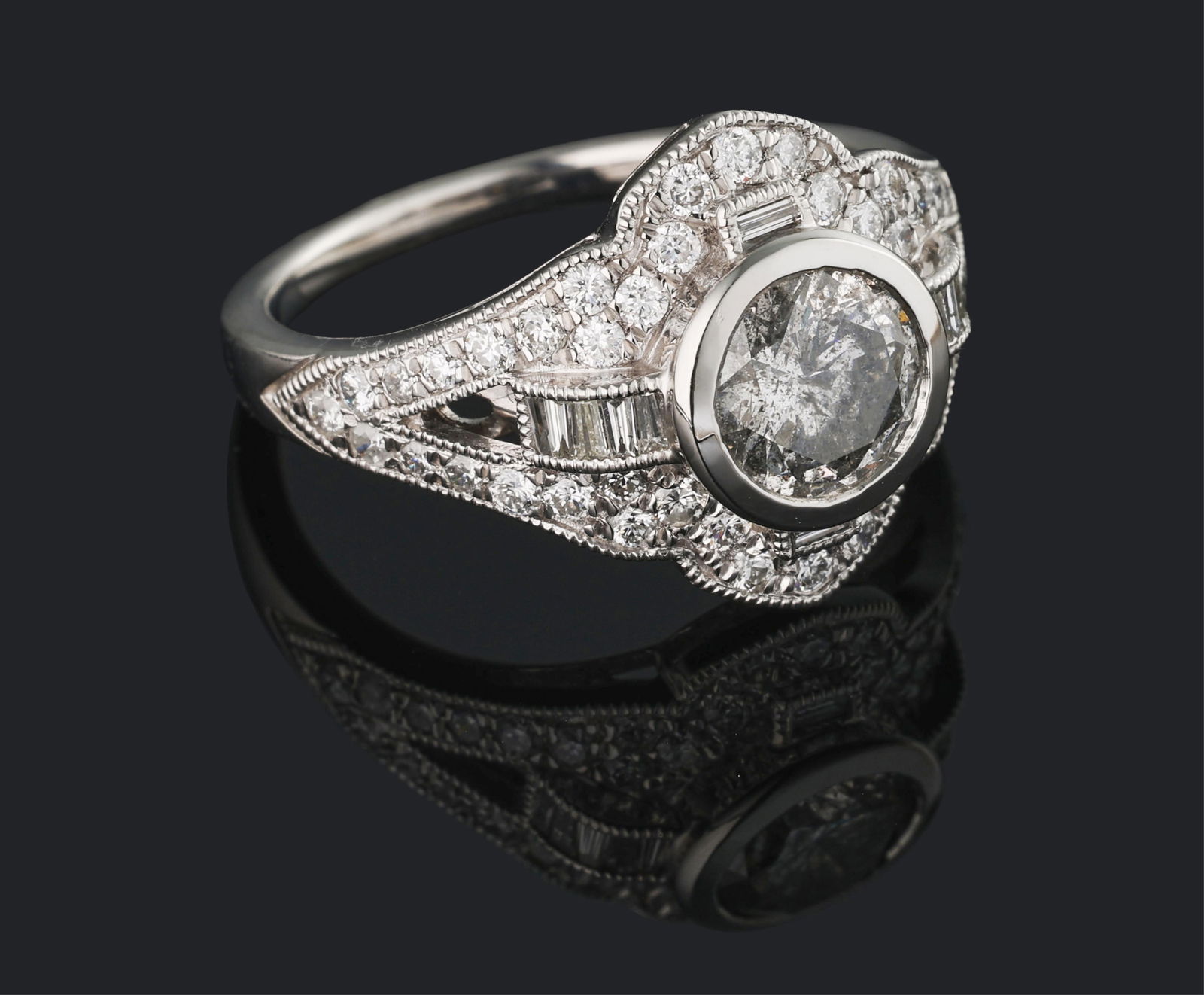 Lady's Platinum Diamond Dinner Ring, Total Diamond Weight- 1.75 carats., Size 7 1/4, with appraisal (1 of 4)