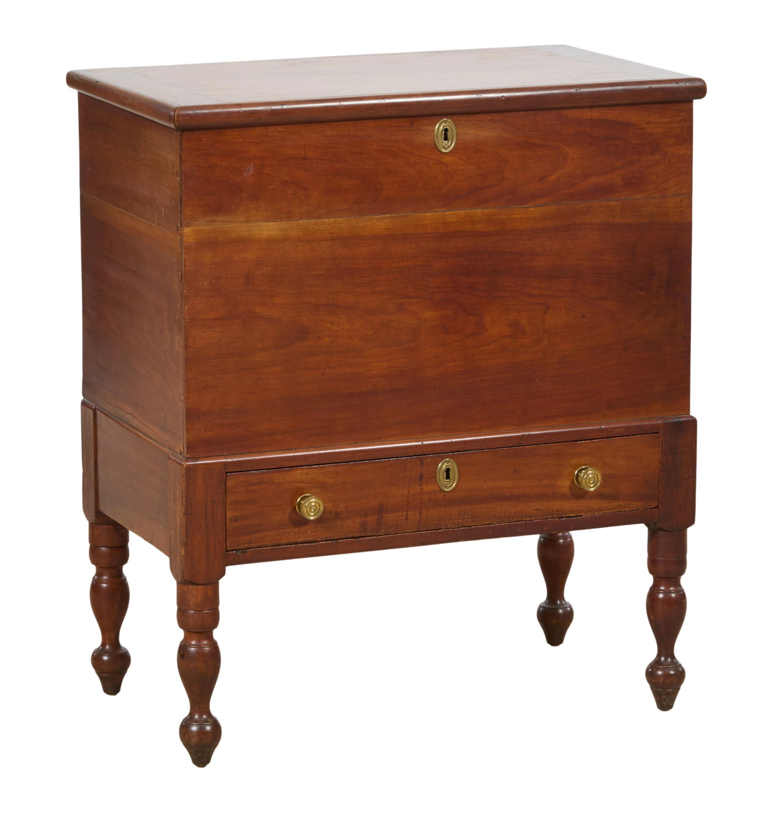 Good Kentucky Federal Cherry Sugar Chest, early 19th c., H.- 36 1/8 in., W.- 31 in., D.- 18 1/2 in. (1 of 2)