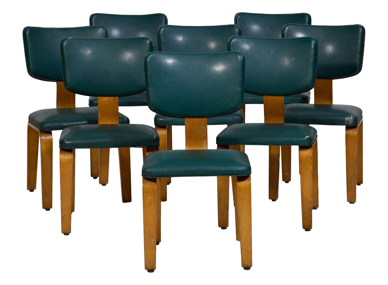 Set of Eight Joe Atkinson for Thonet Maple Side Chairs, mid 20th c., Each- H.- 34 in., W.- 18 in., (1 of 1)