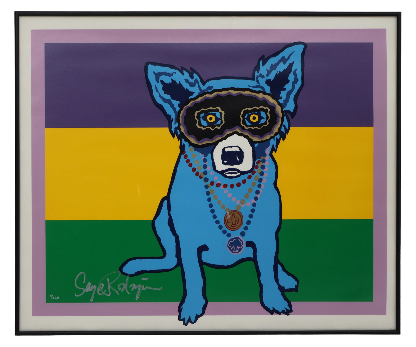 George Rodrigue (American/Louisiana, 1944-2013), "Mardi Gras Blue Dog," c. 1992, Sight- H.- 25 3/8 (1 of 4)