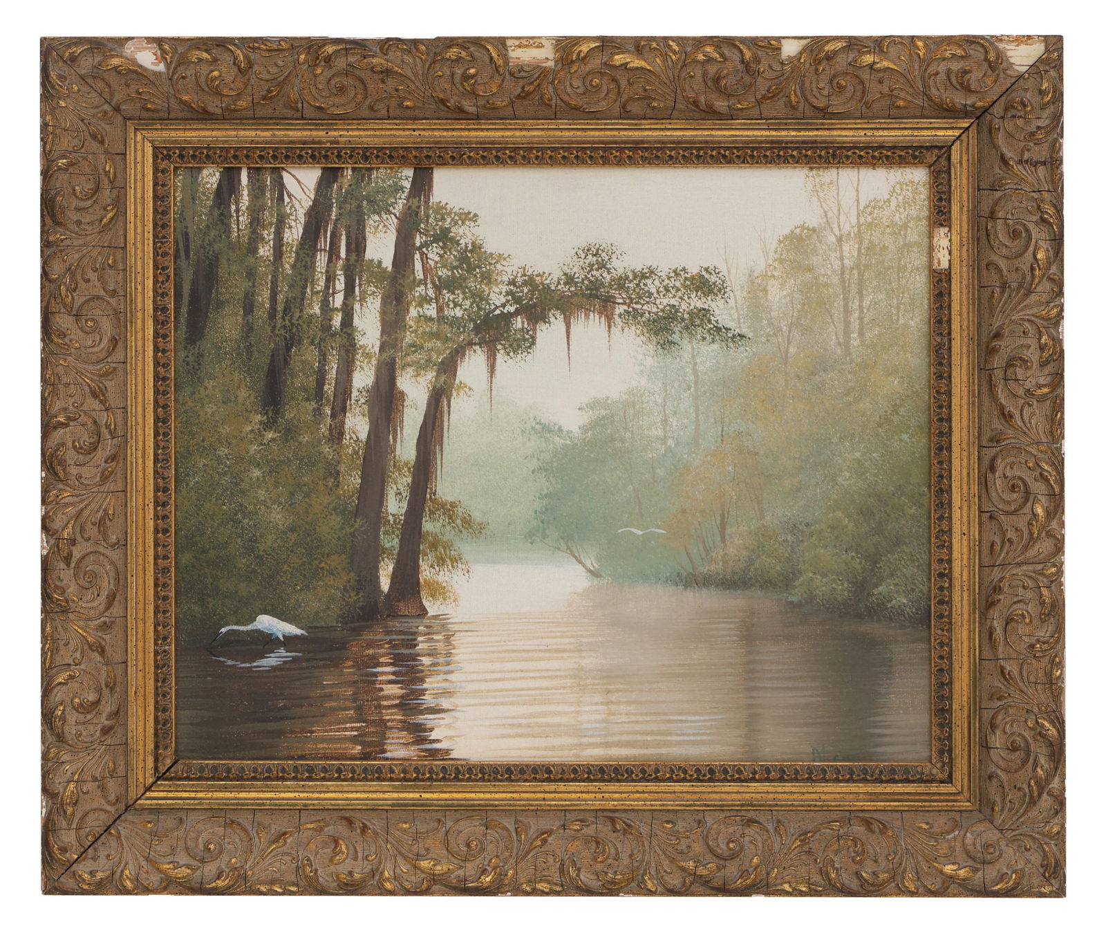 John Akers (Louisiana, 1944-2006), "Morning Mist (Bayou Scene)," H.- 11 1/4 in., W.- 14 in., Framed (1 of 5)