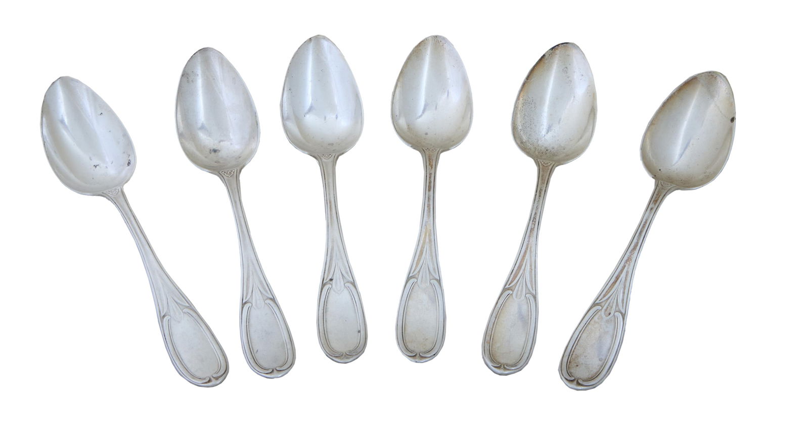 Set of Six Hyde and Goodrich Coin Silver Tablespoons, New Orleans, mid 19th c., Total App. Wt.- (1 of 5)