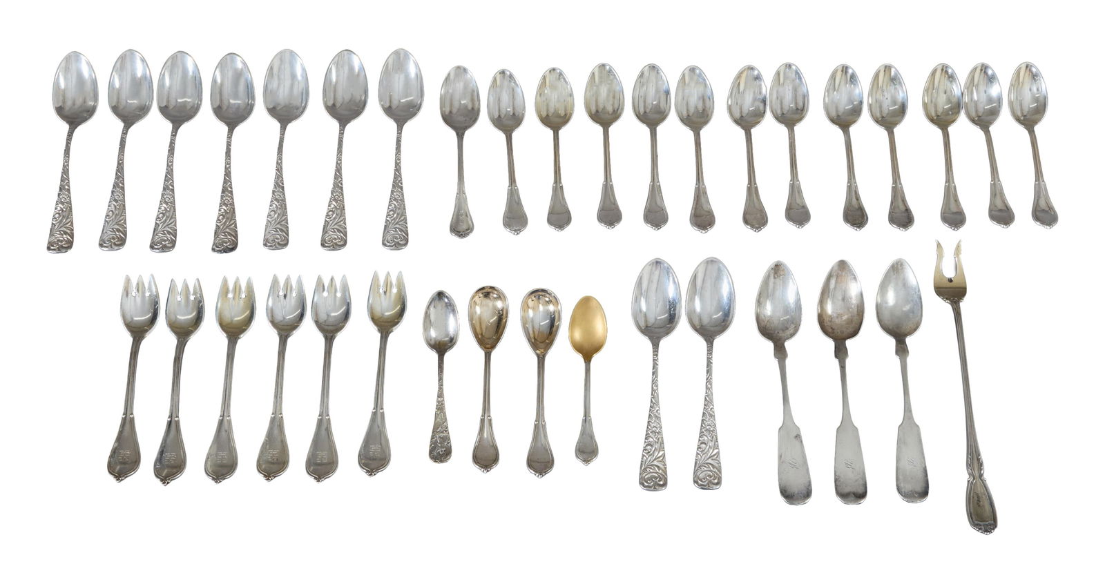 Thirty-Six Piece Group of American Sterling Flatware, 19th/20th c., App. Total Sterling Wt.- 24.28 (1 of 7)