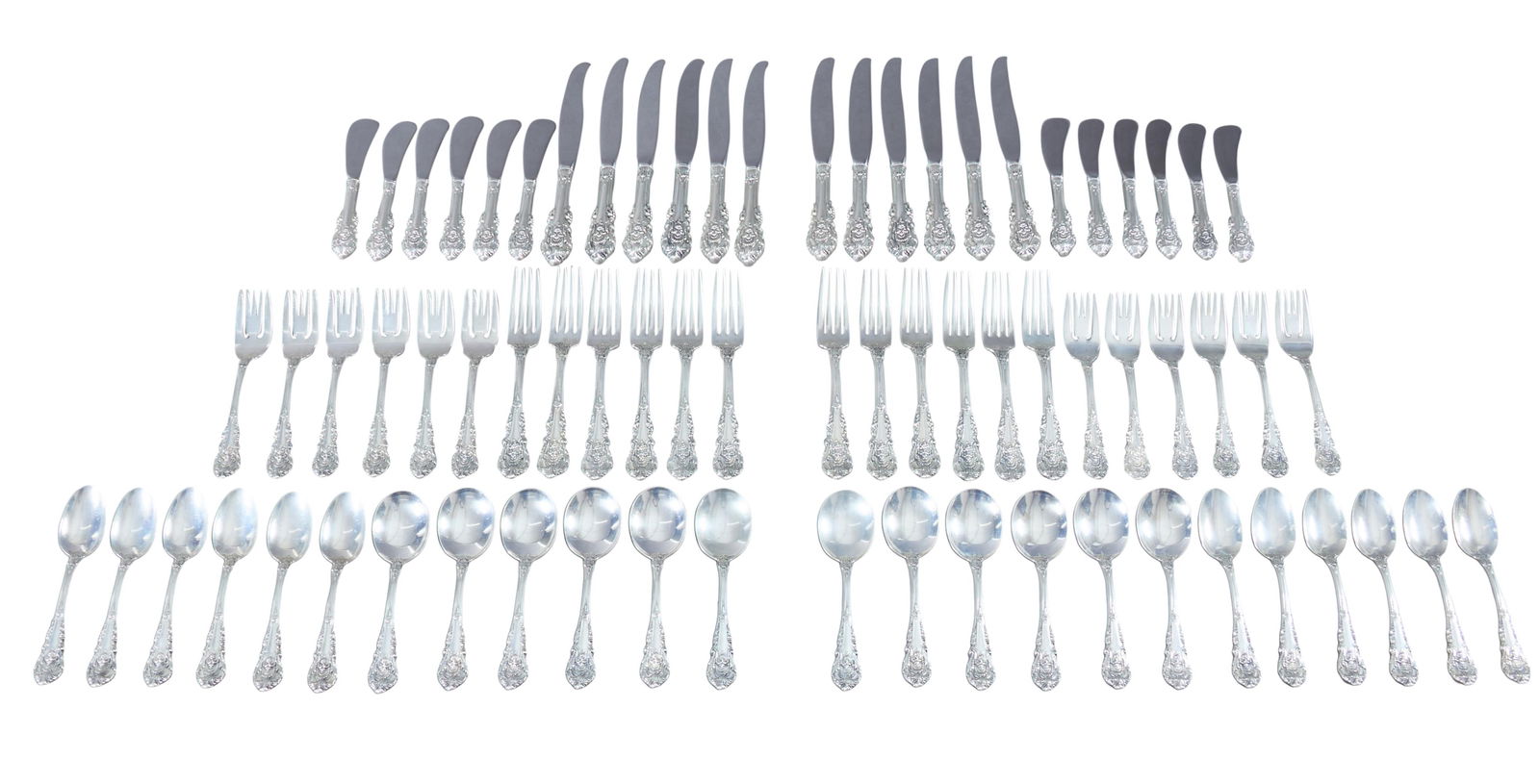 Seventy Two Piece Wallace Sterling Dinner Service, 20th c., App. Total Sterling Wt.- 73.86 Troy oz. (1 of 5)