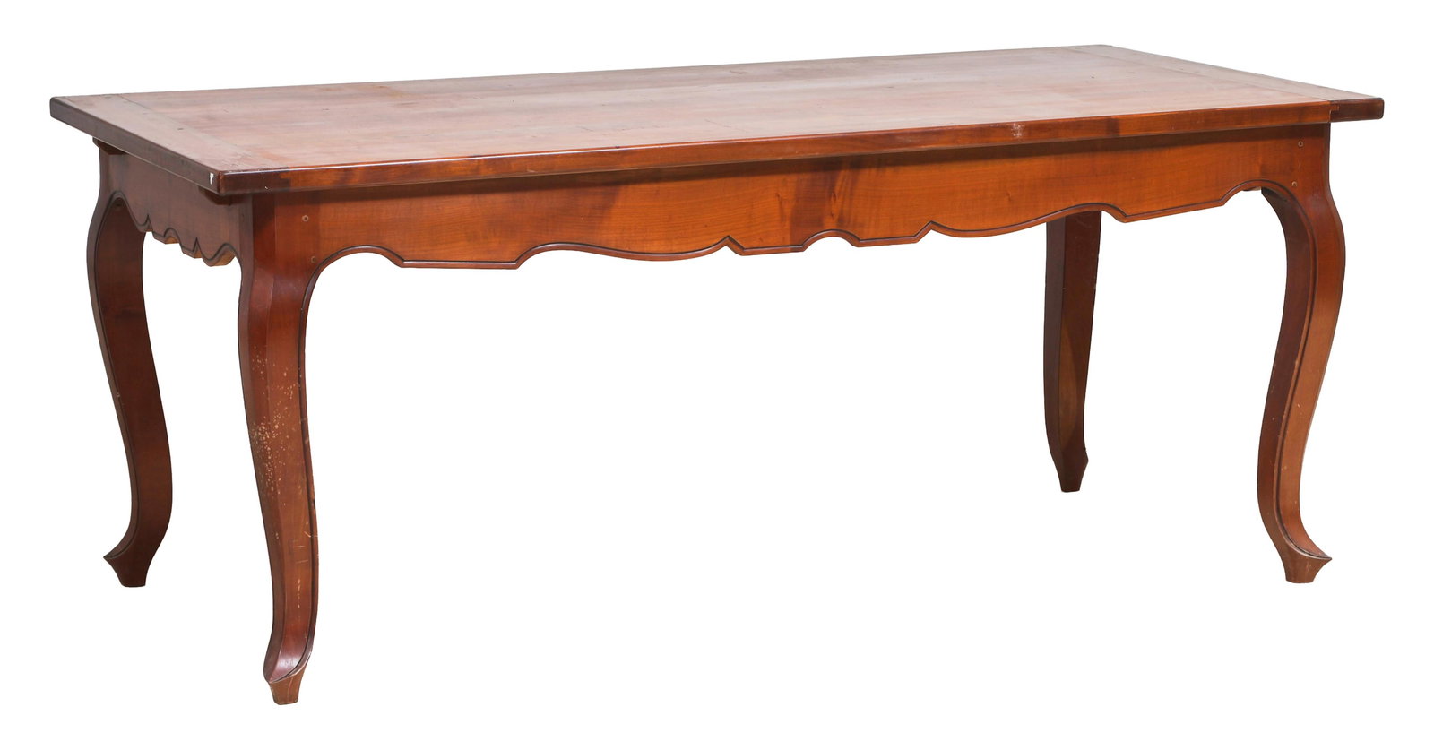 French Provincial Louis XV Style Carved Cherry Dining Table, 20th c., H.- 29 1/2 in., W.- 64 3/4 (1 of 1)