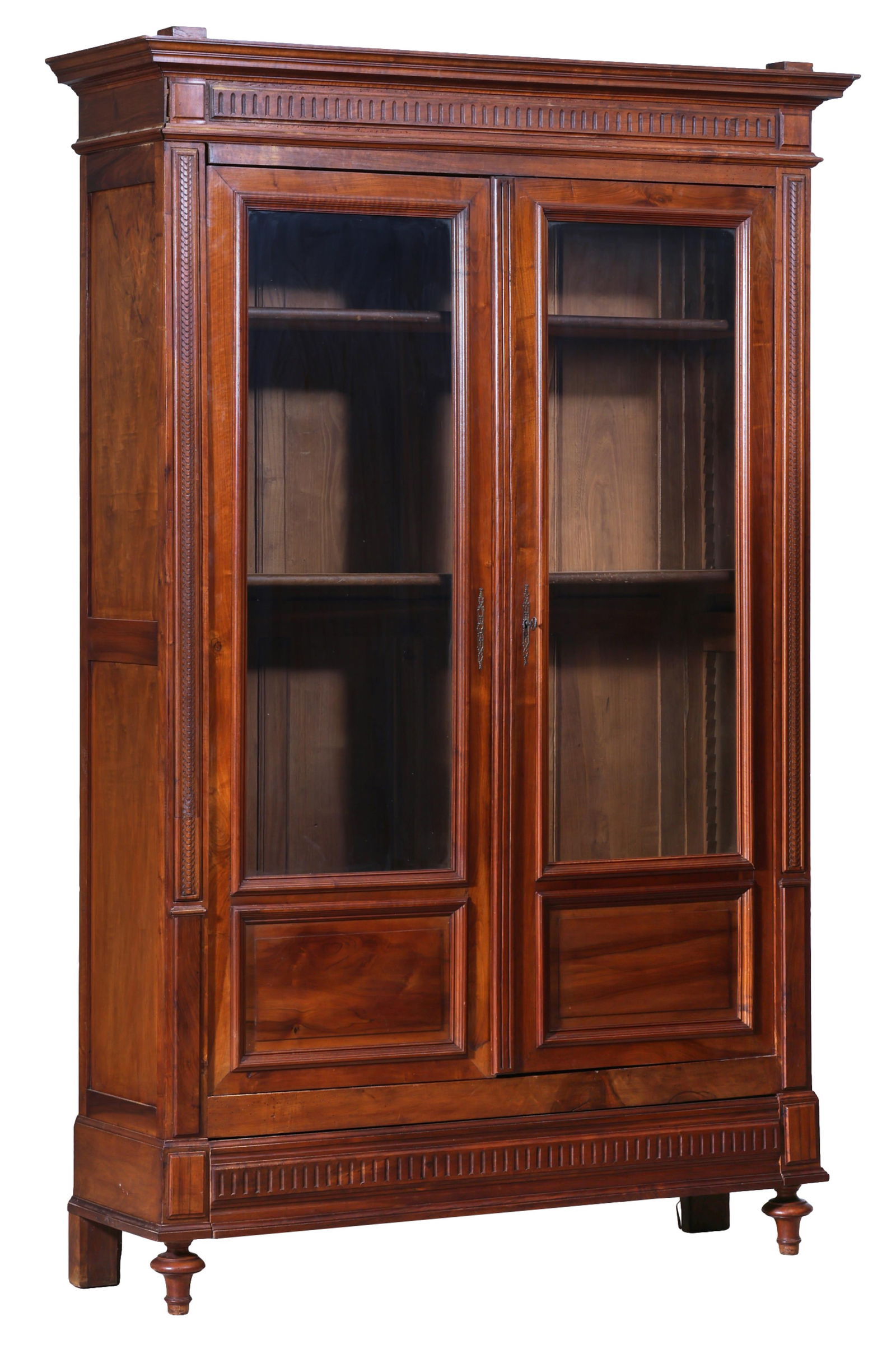 French Henri II Style Walnut Bookcase, late 19th c., H.- 106 in., W.- 64 1/2 in., D.- 19 in. (1 of 1)