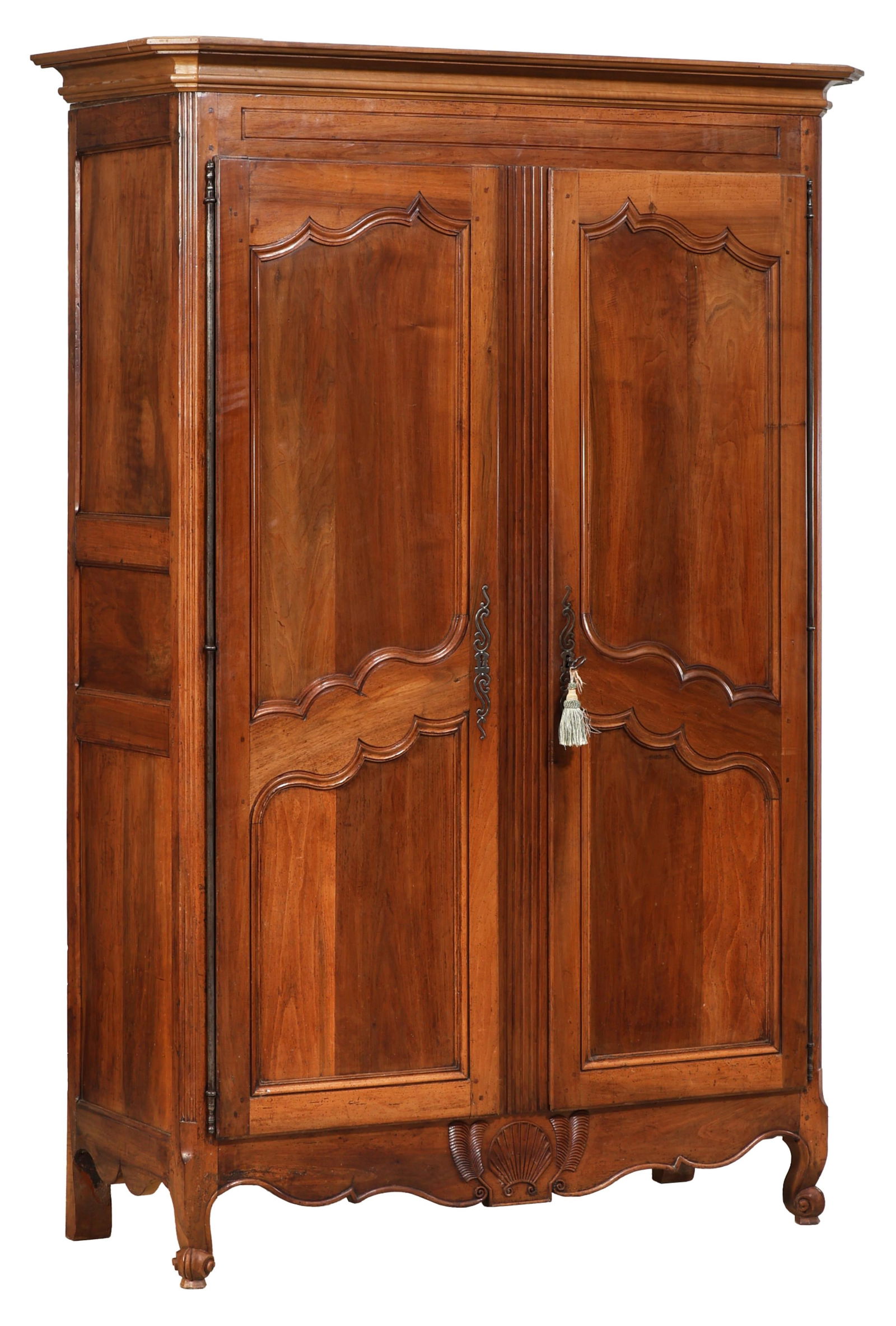 French Provincial Louis XV Style Walnut Armoire, mid 19th c., H.- 93 1/2 in., W.- 63 1/2 in., D.- 26 (1 of 1)