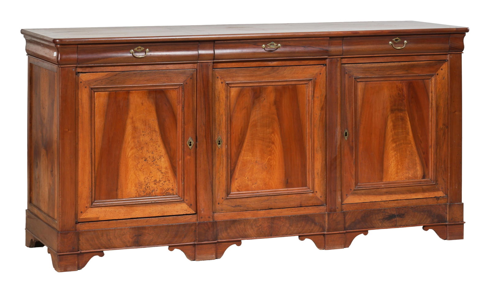 French Louis Philippe Figured Walnut Enfilade, mid 19th c., H.- 44 in., W.- 88 1/2 in., D.- 26 in. (1 of 1)