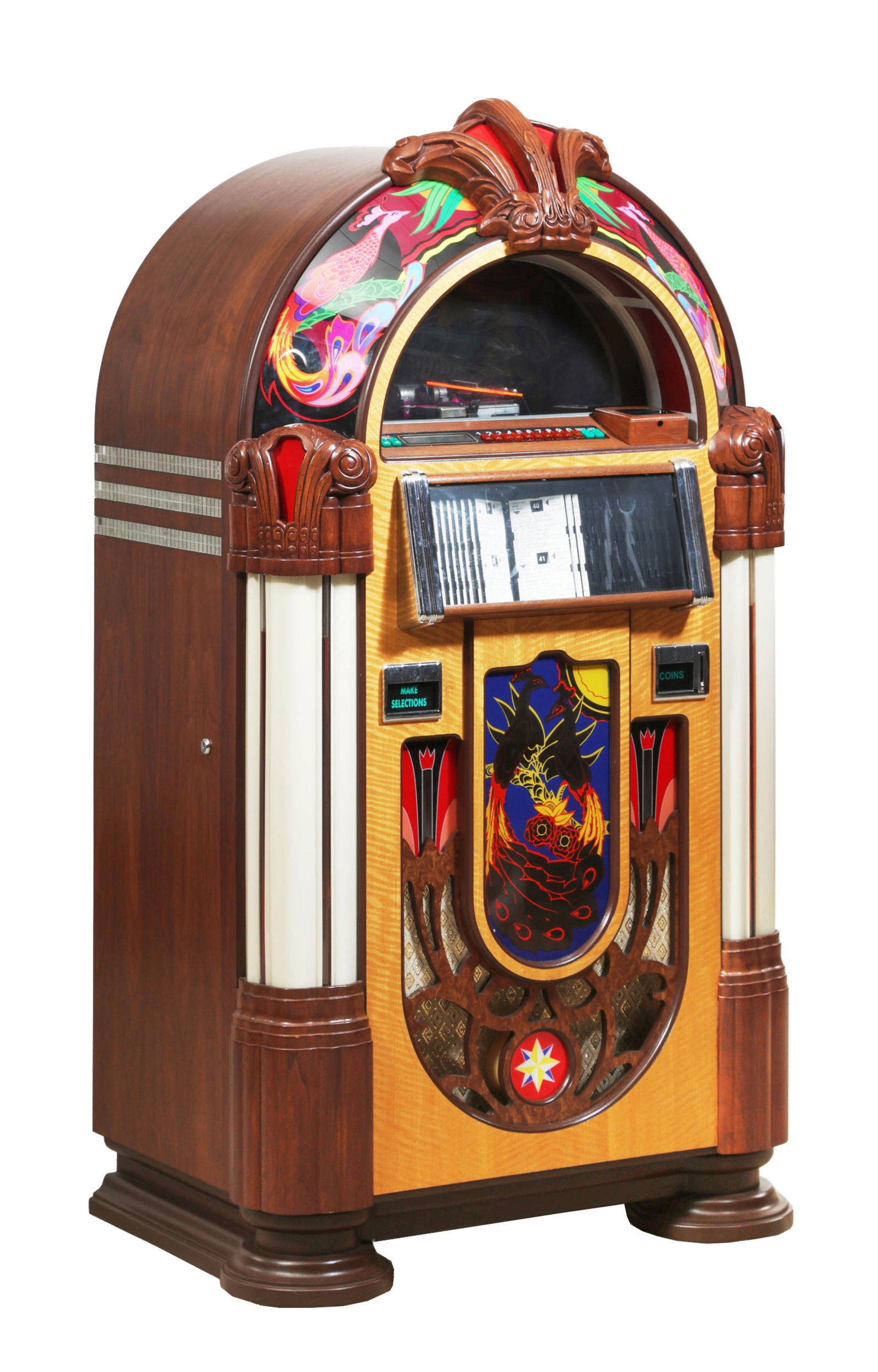 Rock-Ola Peacock Bubbler CD Jukebox, 21st c., H.- 61 1/2 in., W.- 33 in., D.- 27 in. (1 of 5)