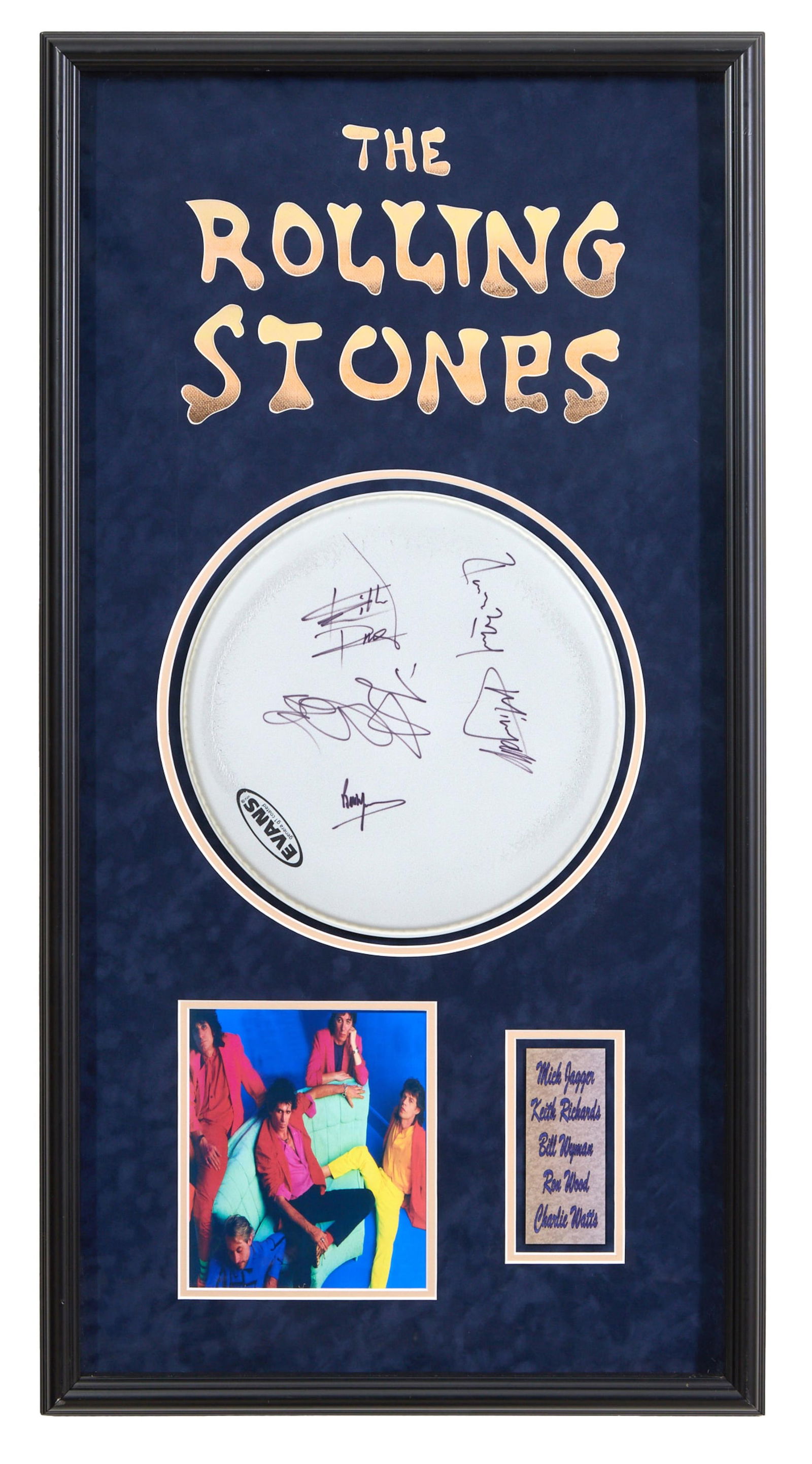 The Rolling Stones Autographed Memorabilia, Overall- H.- 44 1/2 in., W.- 22 1/4 in., D.- 1/14 in. (1 of 4)