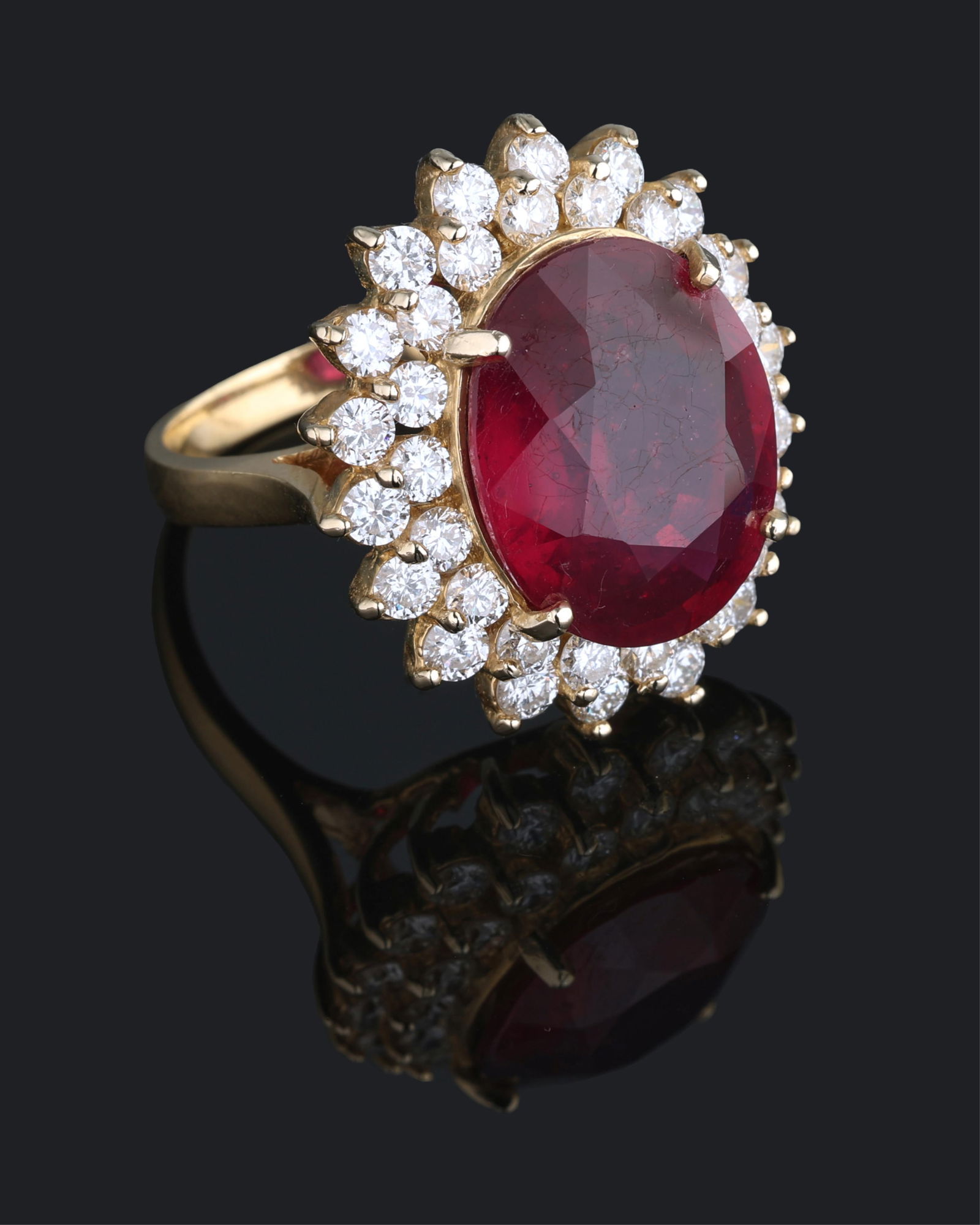 Ladies' 14K Yellow Gold Ruby and Diamond Dinner Ring, Total Diamond Wt.- 1.95 carats, Size- 7, with (1 of 3)