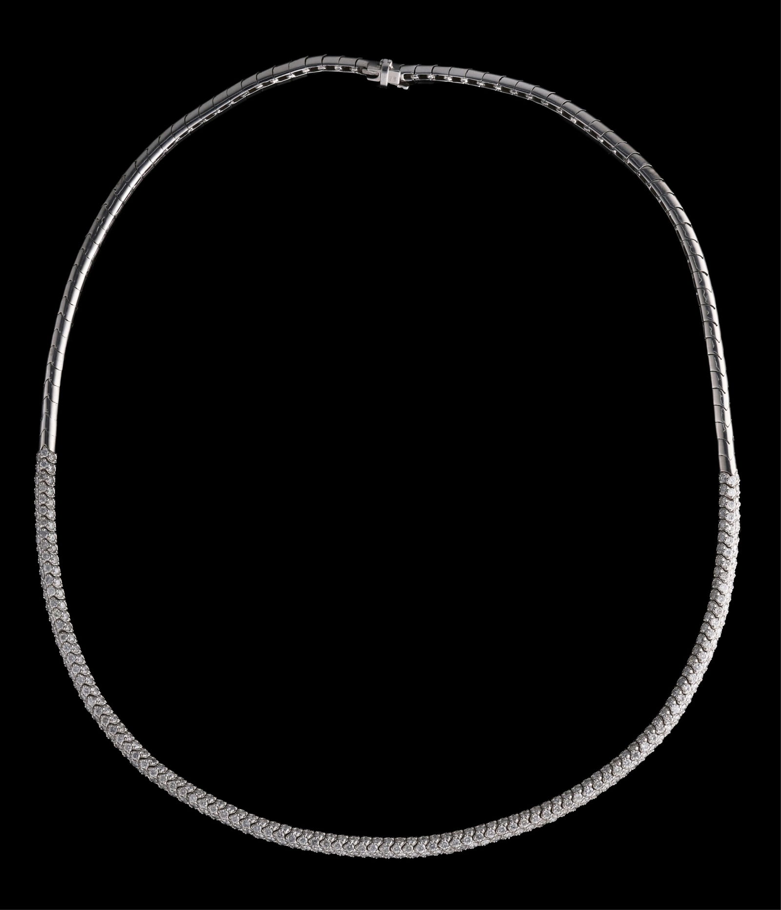 14K White Gold Pave Diamond Necklace, Total Diamond Wt.- 11.00 carats, L.- 16 1/4 in., with (1 of 3)