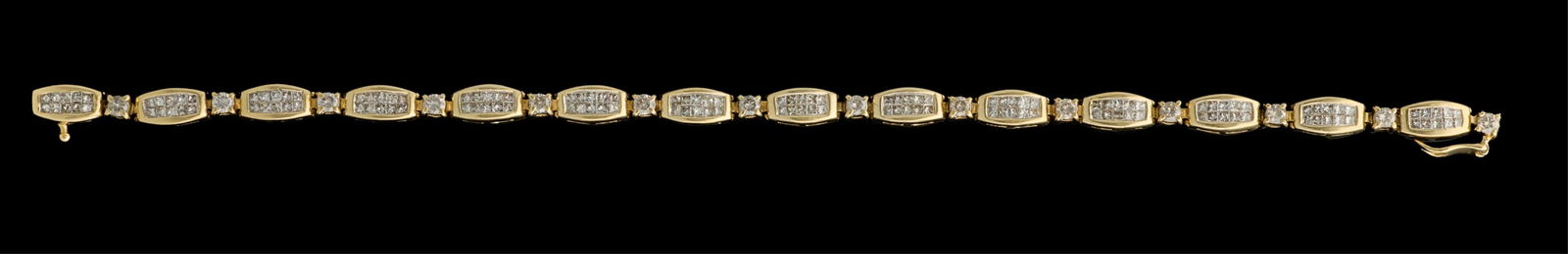 14K Yellow Gold Diamonds Link Bracelet, L.- 7 1/2 in. (1 of 3)