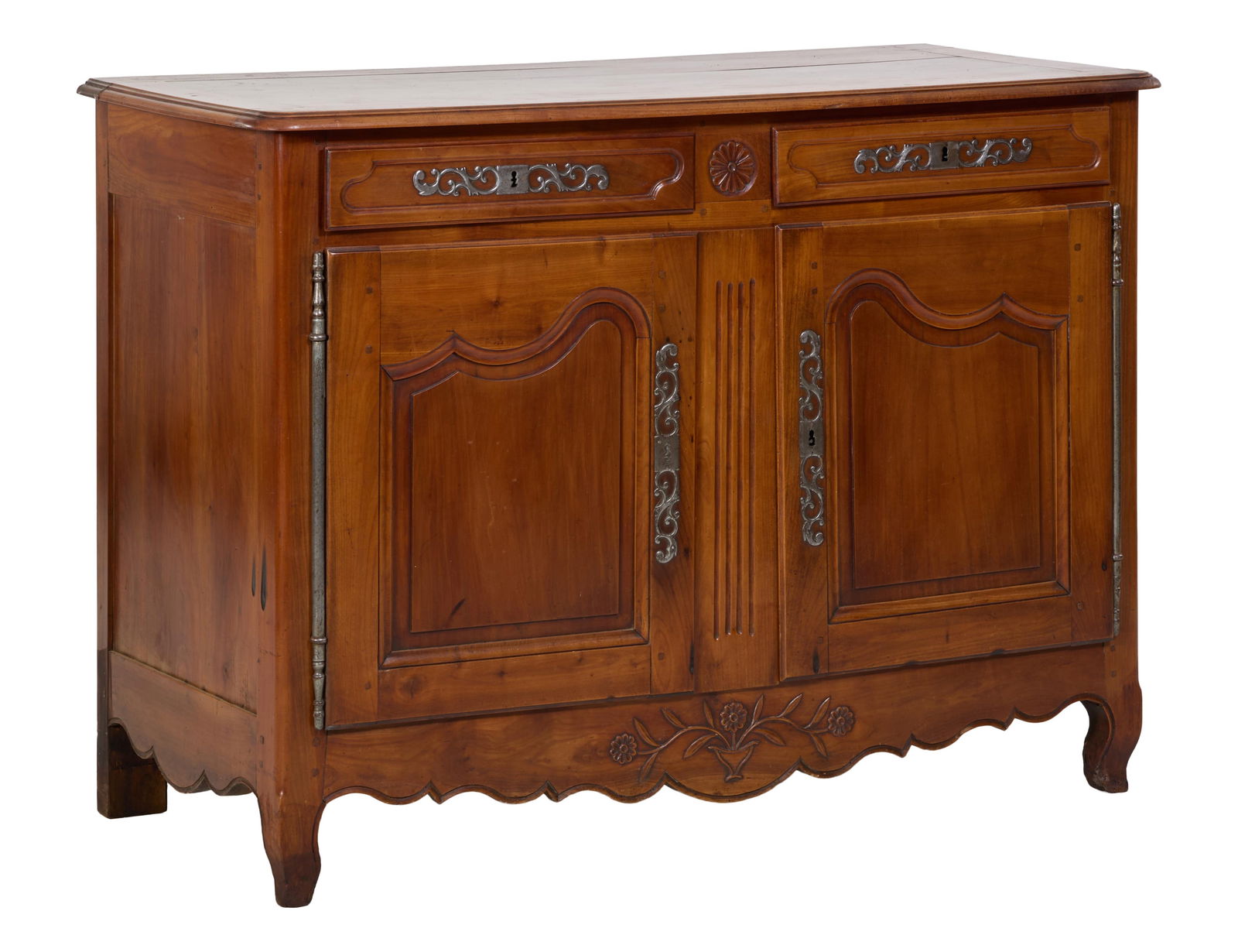 French Louis XV Style Cherry Sideboard, mid 19th c., H.- 38 1/2 in., W.- 52 1/2 in., D.- 24 in. (1 of 1)
