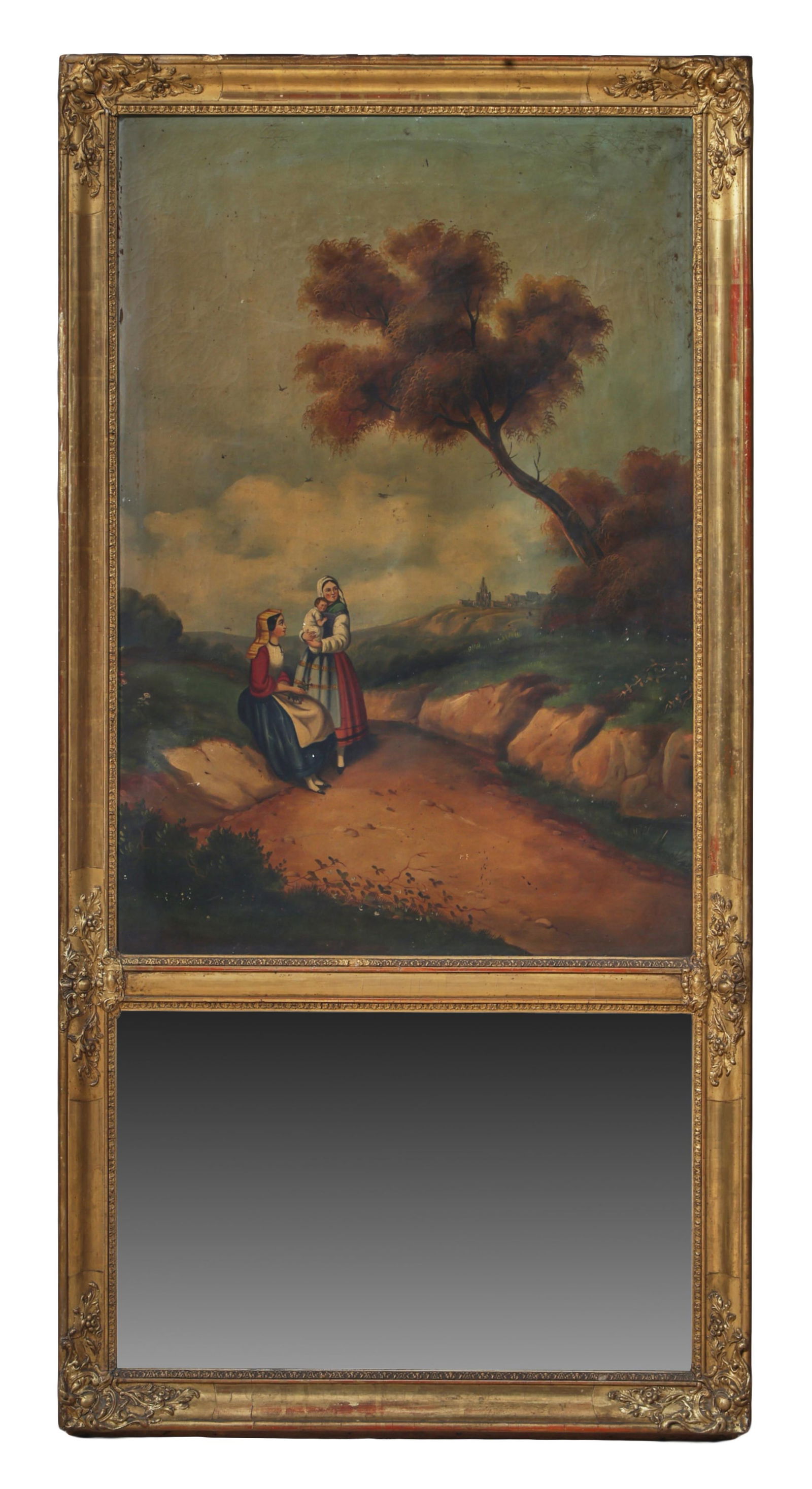 French Louis XVI Style Trumeau, late 19th c., H.- 53 1/2 in., W.- 26 3/4 in. (1 of 2)