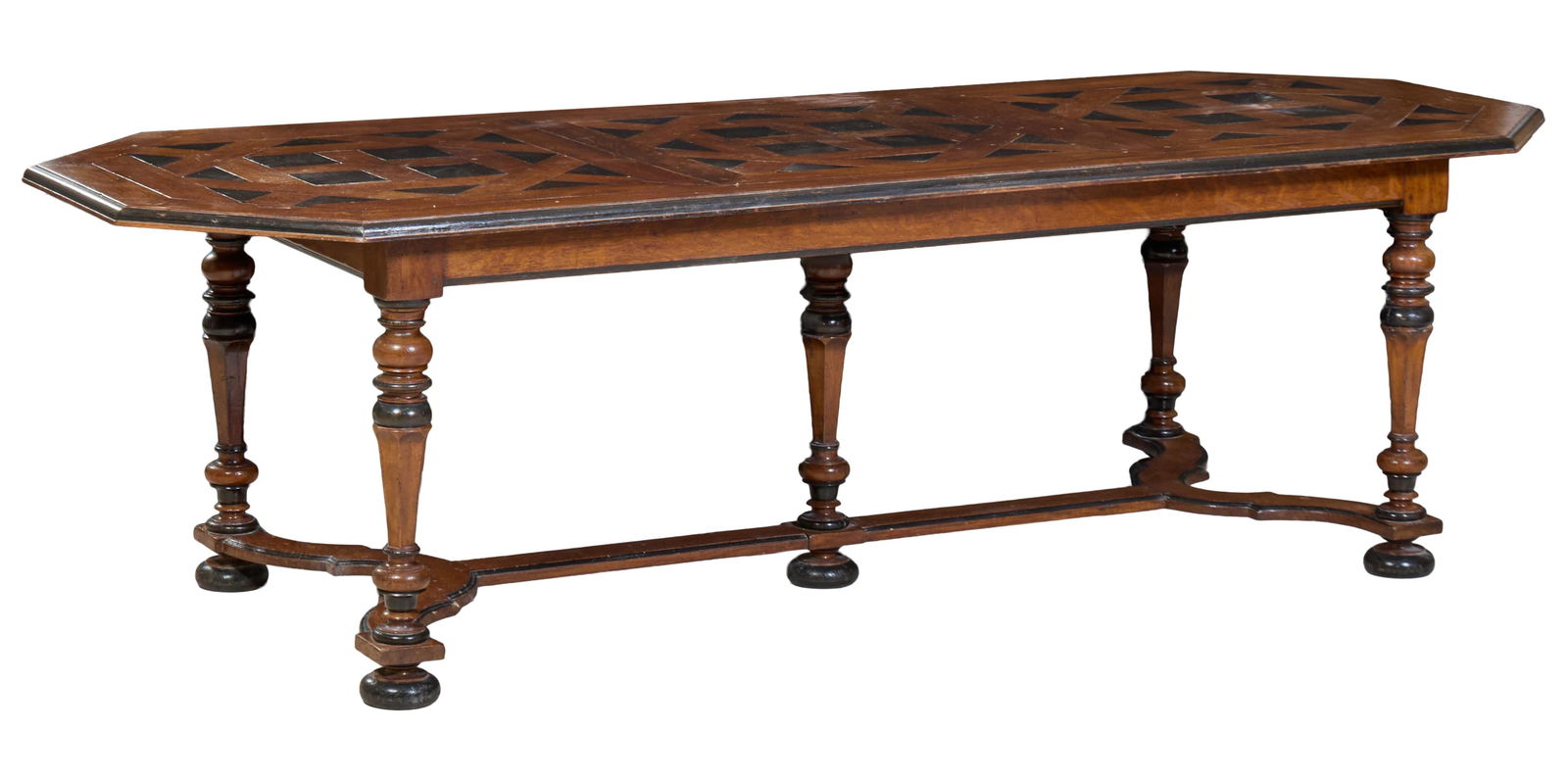 Large Italian Style Oak Parquetry Monastery Table, 20th c., H.- 30 in., W.- 102 in., D.- 39 1/2 in. (1 of 1)