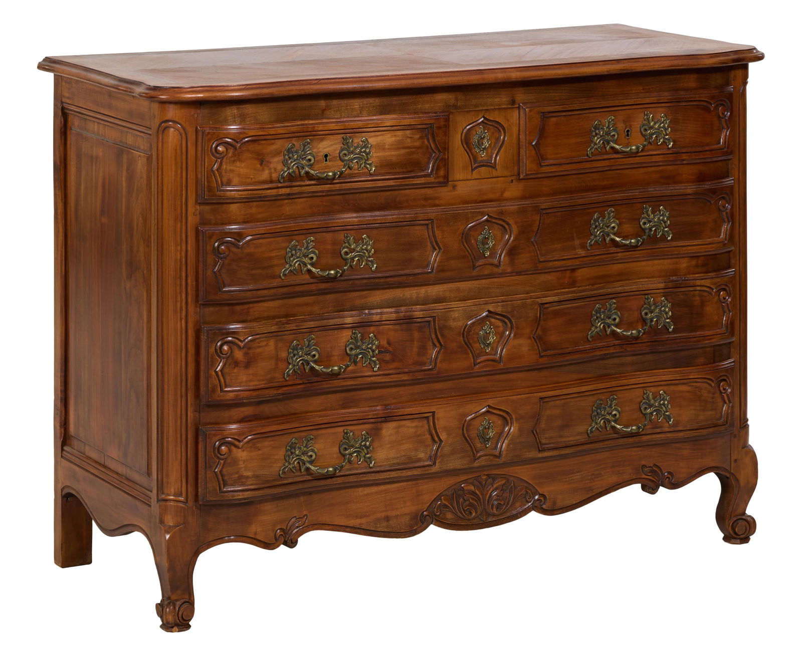 French Louis XV Style Walnut Commode, late 20th c., H.- 34 1/2 in., W.- 47 in., D.- 21 in. (1 of 3)