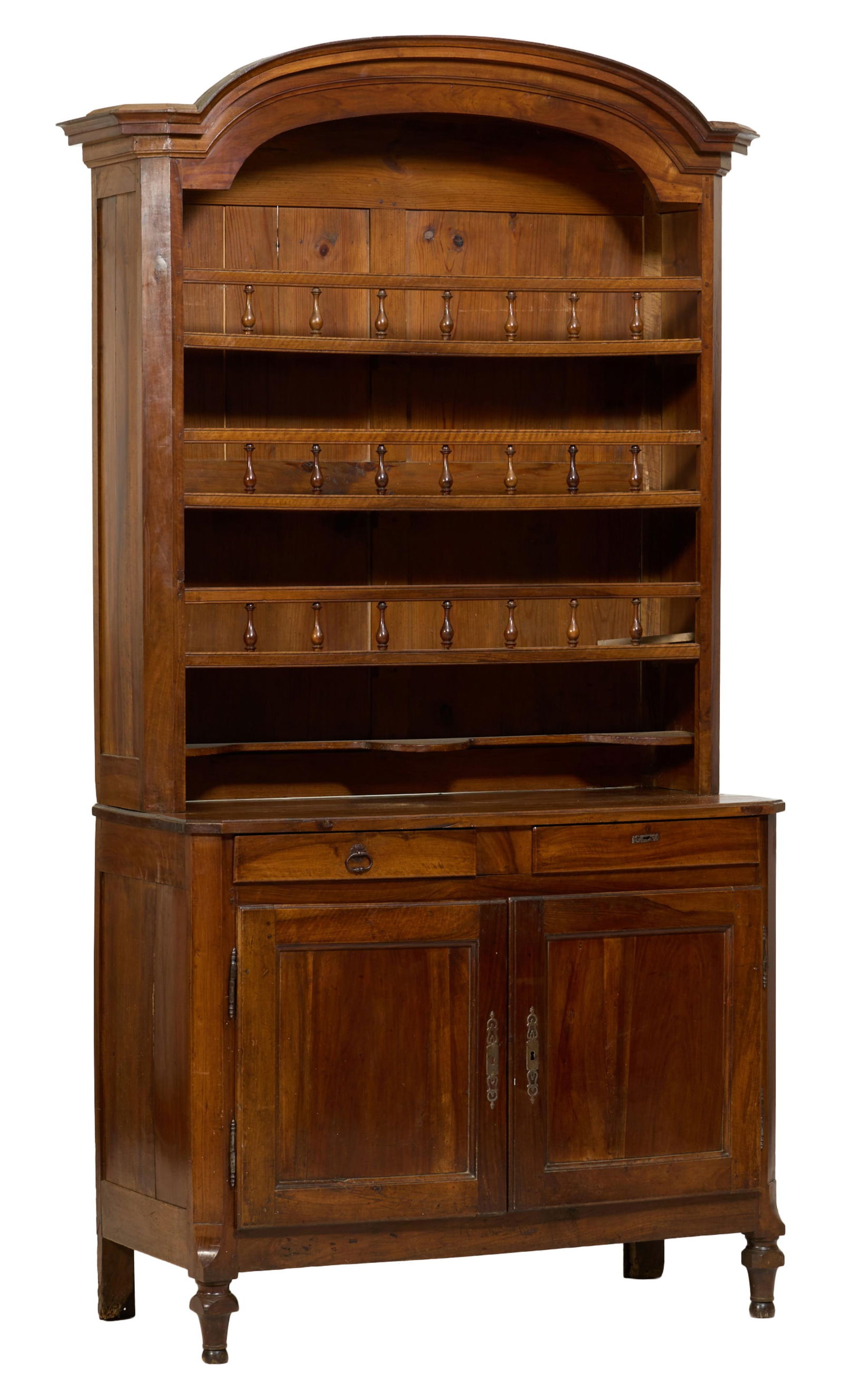 French Provincial Walnut Vaisselier, mid 19th c., H.- 100 in., W.- 56 in., D.- 23 in. (1 of 2)