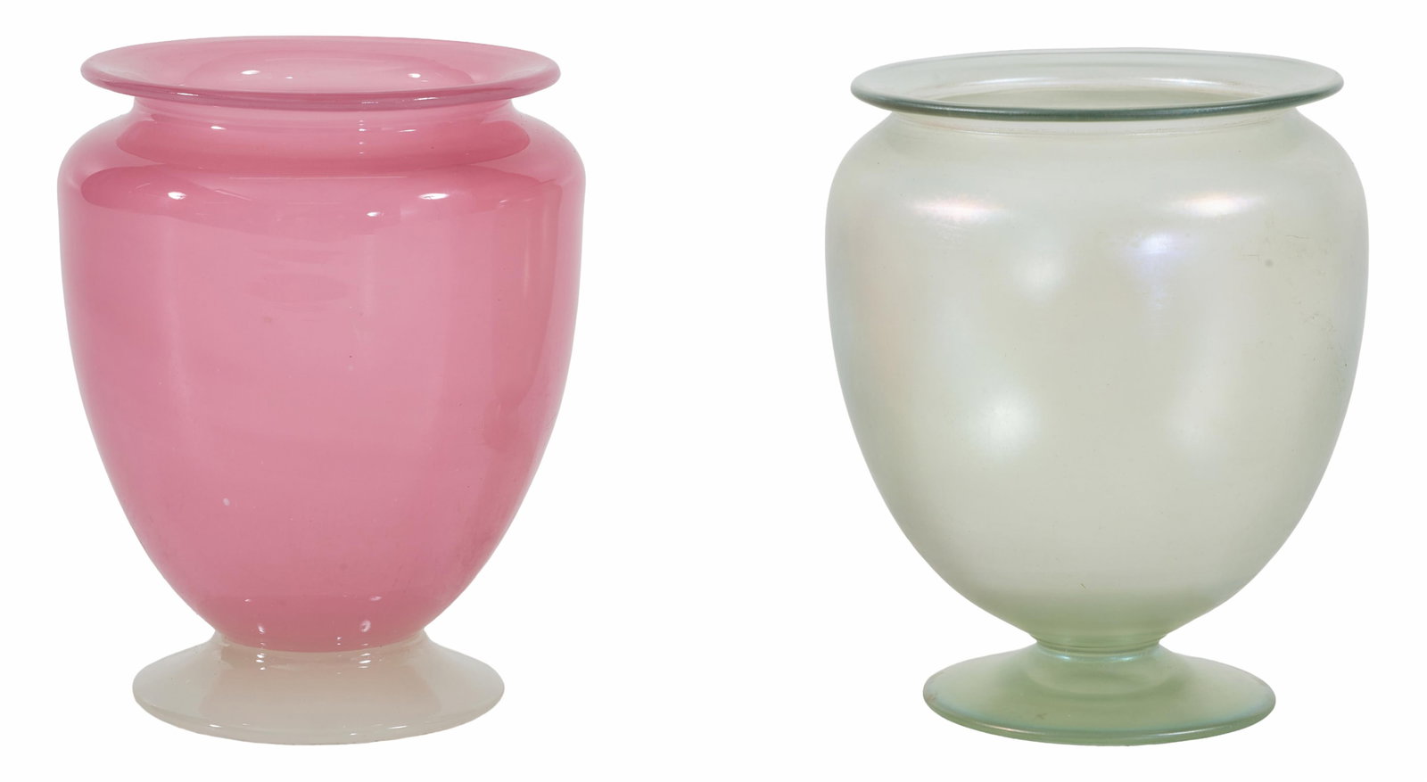 Two Small Steuben Art Glass Baluster Vases, 20th c., Pink- H.- 1/8 in, Dia.- 4 1/4 in. (2 Pcs.) (1 of 1)