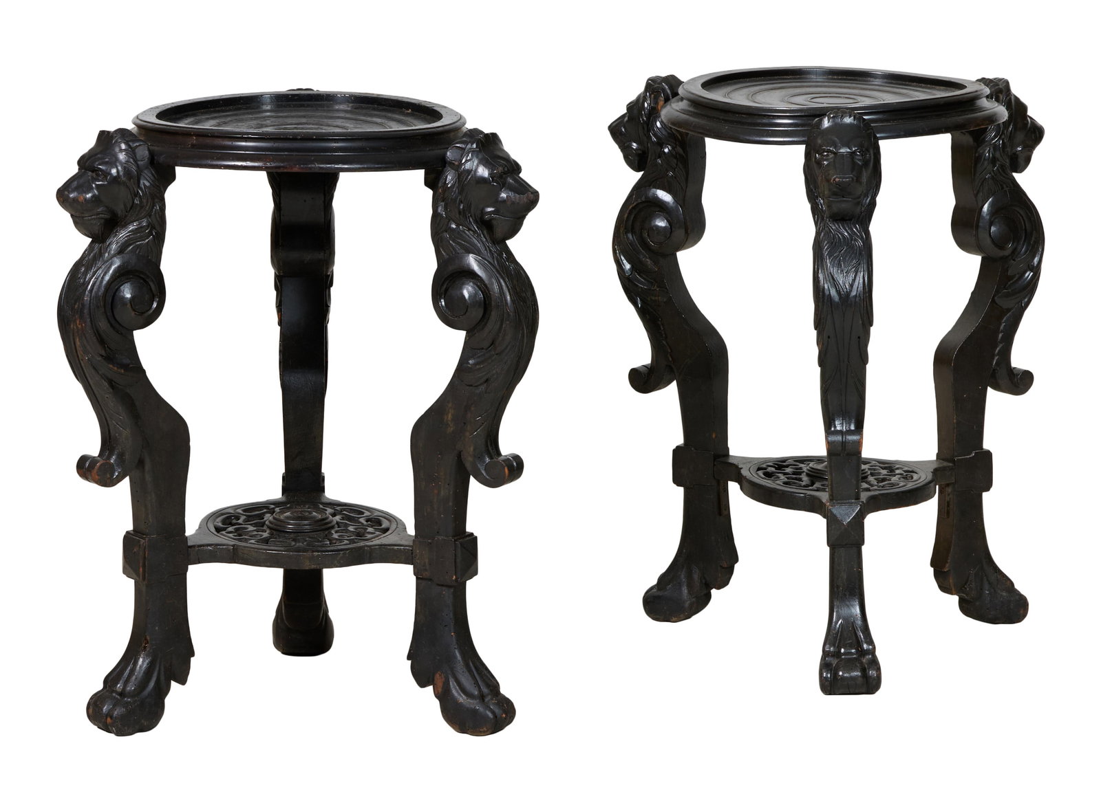 Pair of Napoleon III Ebonized Plant Stands, late 19th c., H.- 30 in., Dia.- 24 in. (2 Pcs.) (1 of 1)