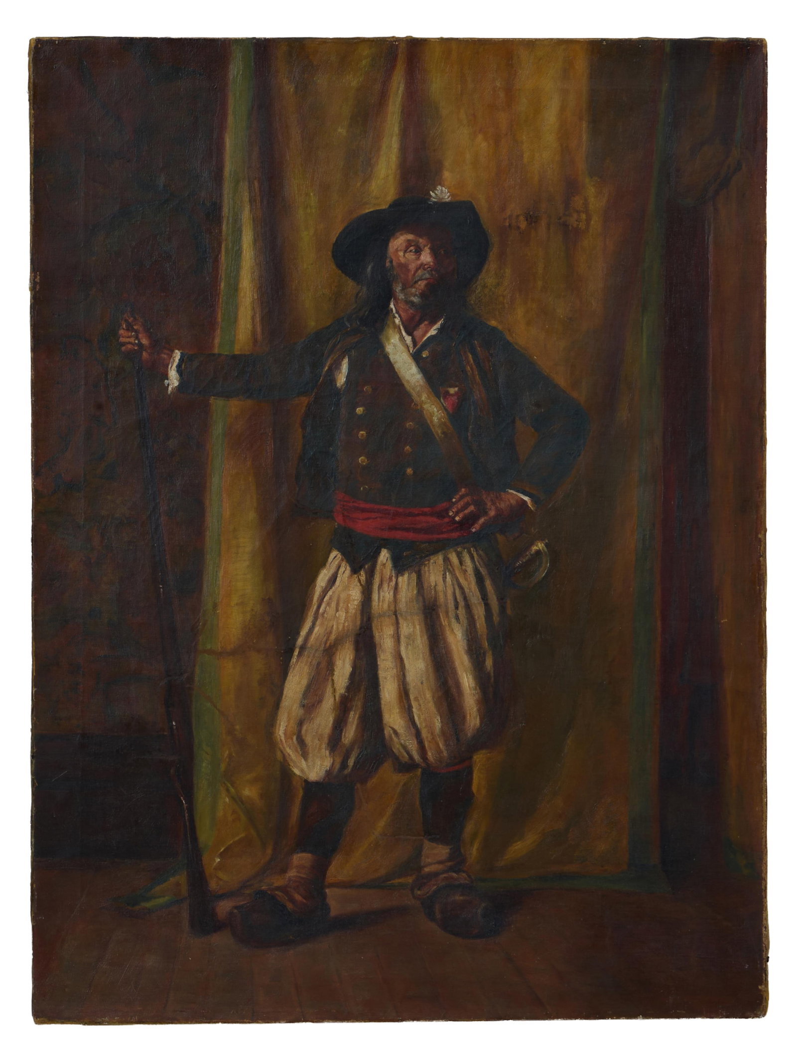 French School (19th Century), "French Zouave Soldier," H.- 34 in., W.- 23 3/4 in. (1 of 2)
