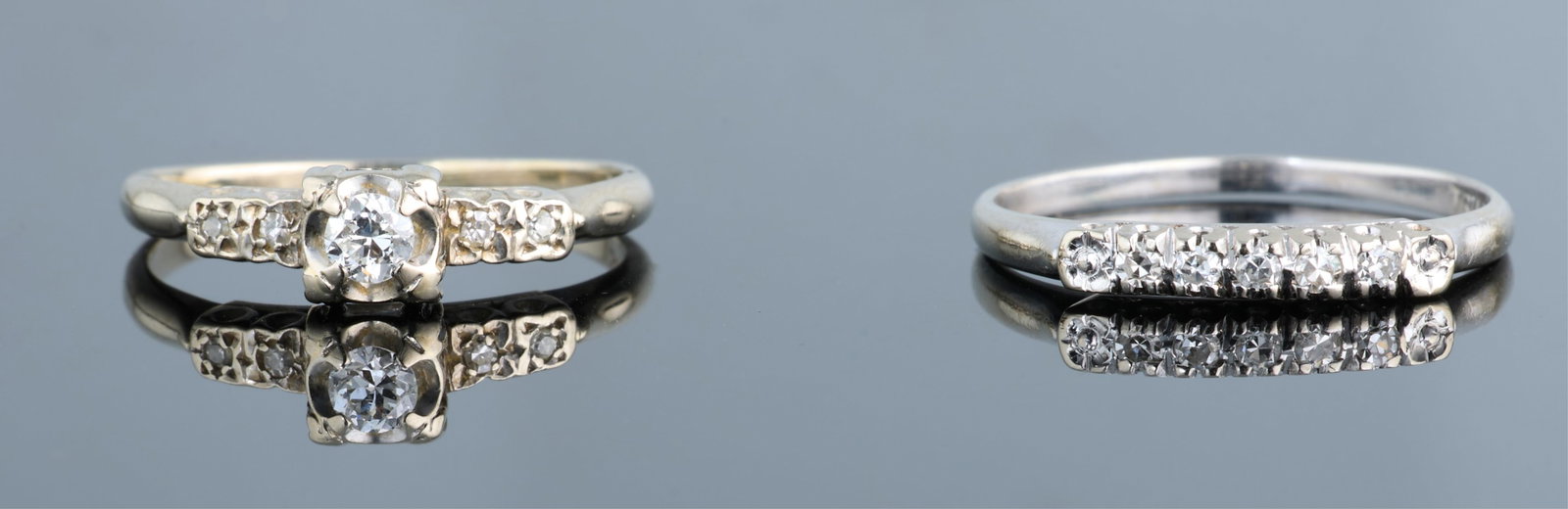 Ladies' 14K White Gold Diamond Wedding Set, App. Total Diamond Wt.- 0.35 carats; Band- Size- 7 3/4; (1 of 3)