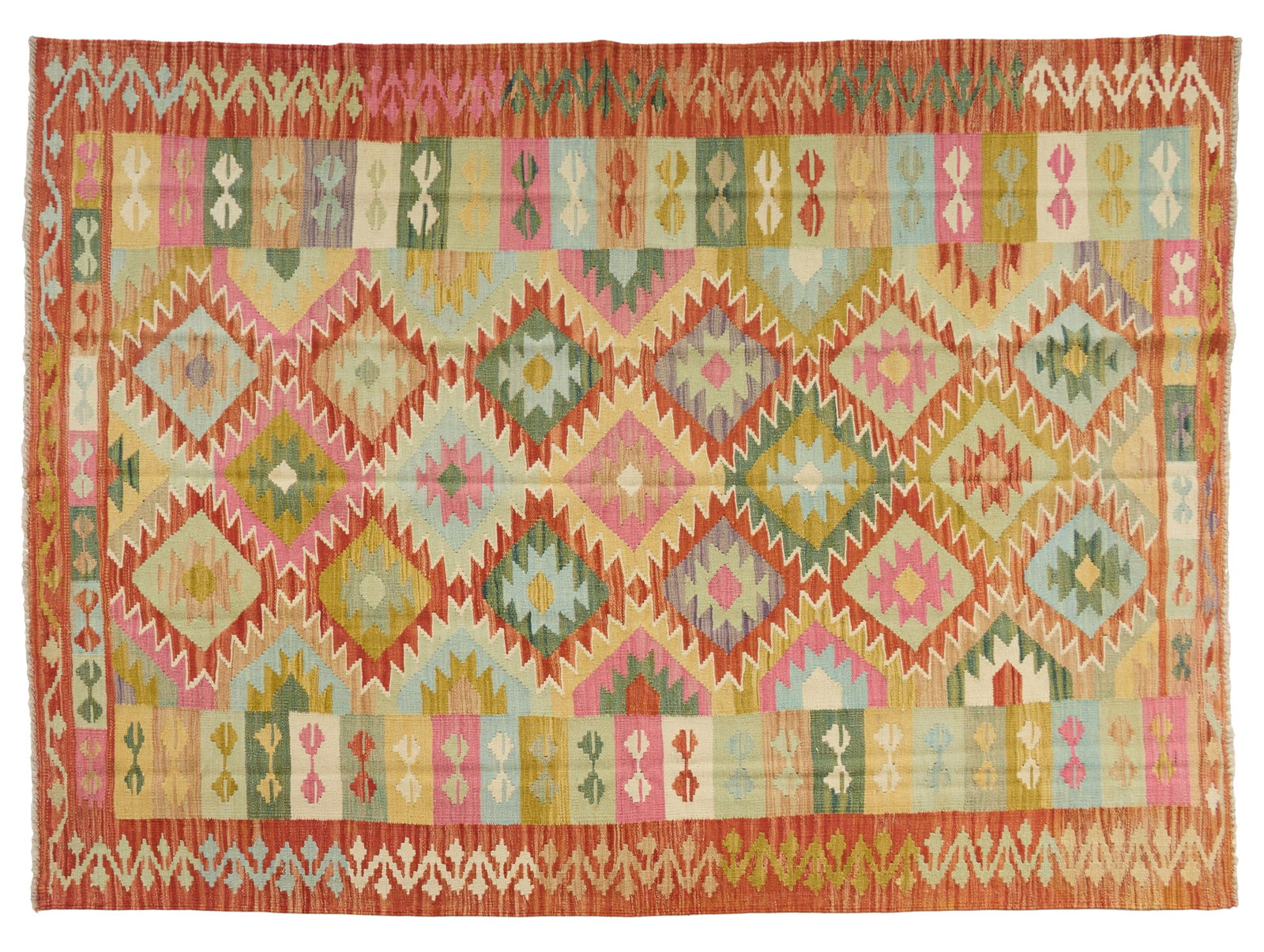 Turkish Kilim Carpet, 5' 10 x 8' 3. (1 of 2)