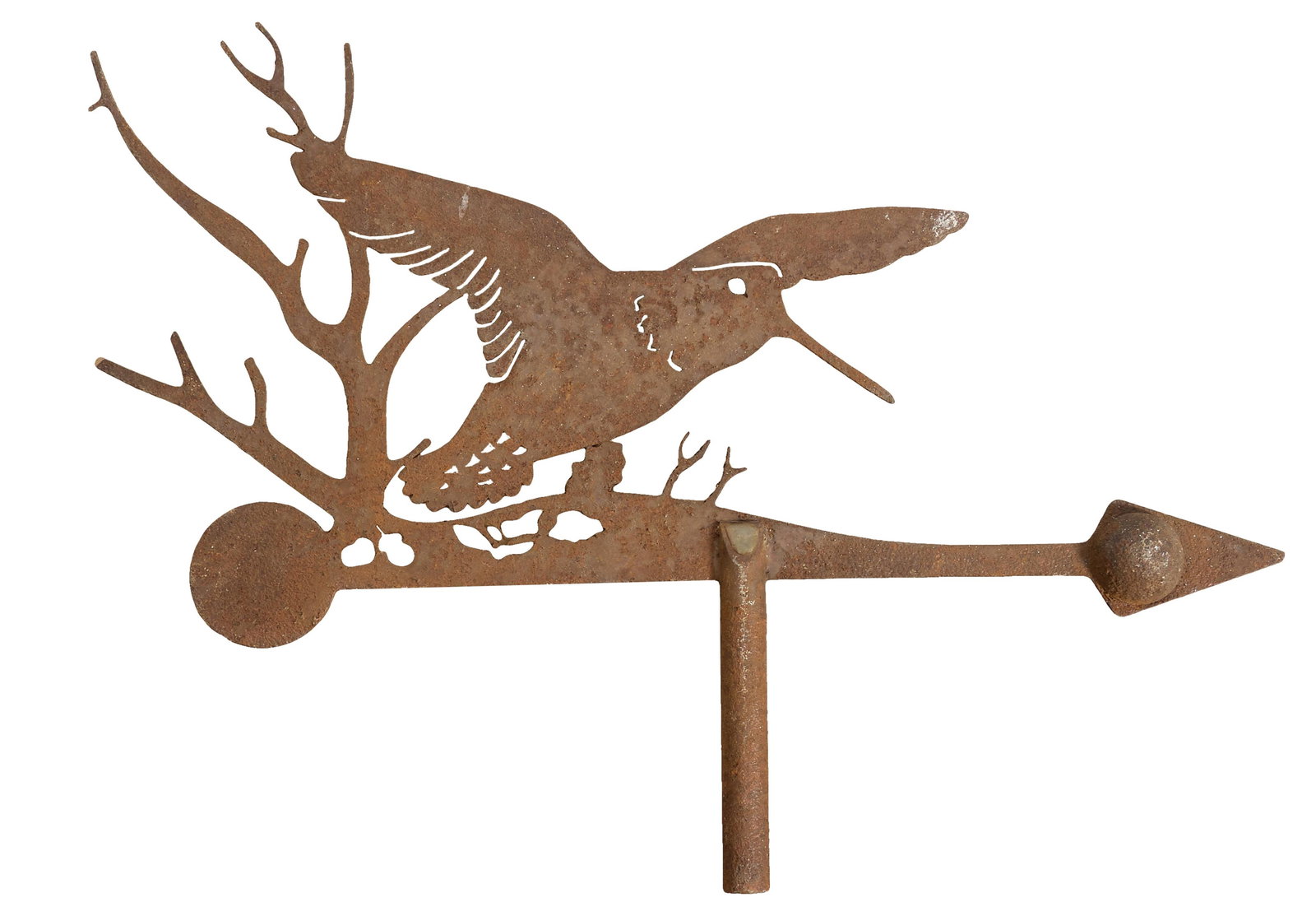 American Cast Iron Hummingbird Weathervane, 20th c., H.- 21 in., W.- 28 in., D.- 2 1/2 in. (1 of 1)