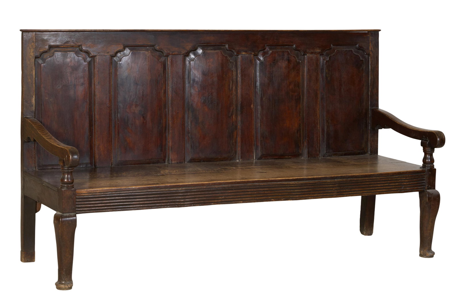 French Provincial Charles VIII Style Hardwood Hall Bench, 19th c., H.- 43 in., W.- 76 3/4 in., D.- (1 of 1)