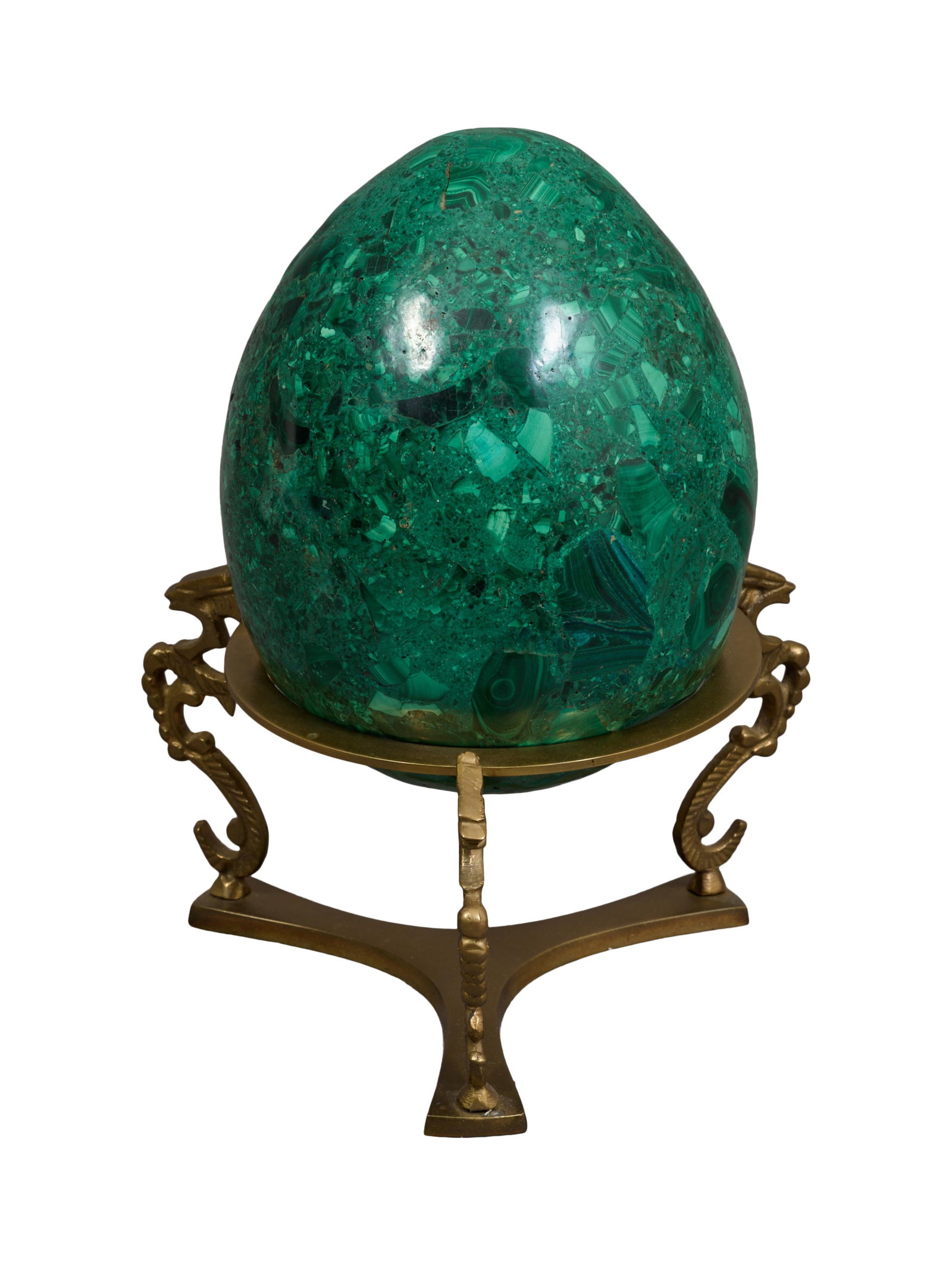 Large Malachite Egg, 20th c., H.- 8 in., Dia.- 5 1/2 in. (1 of 3)