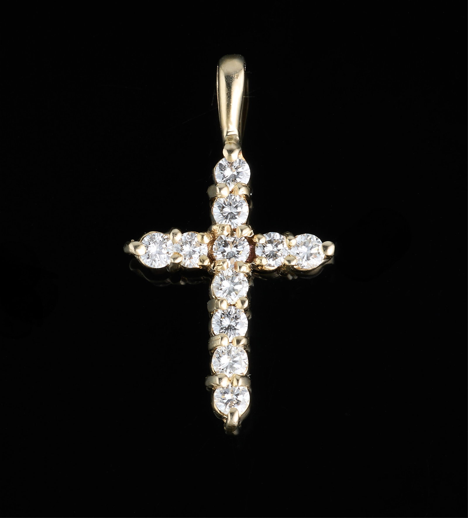 18K Yellow Gold Diamond Cross Pendant, App. Total Diamond Wt.- 0.57 carats; H.- 1 in., W.- 9/16 in. (1 of 1)