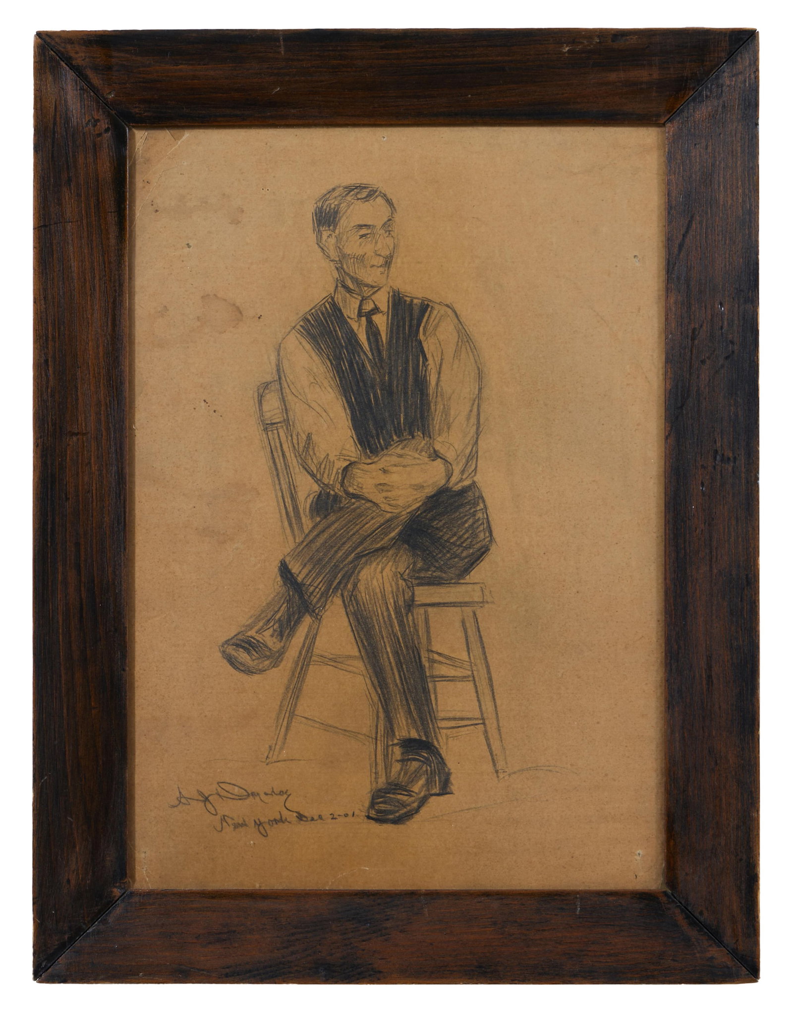 Alexander John Drysdale (American/Louisiana, 1870-1934), "Portrait of a Man Seated," New York, 1901, (1 of 5)