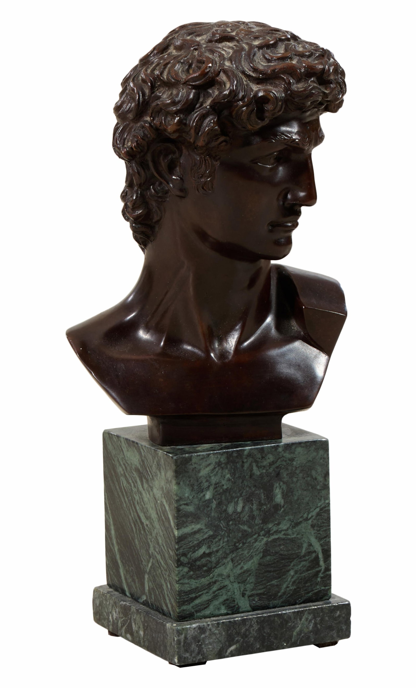 Continental Bronze Bust of Michelangelo's David, 20th c., Overall- H. 13 in., W.- 6 in., D.- 5 in. (1 of 3)