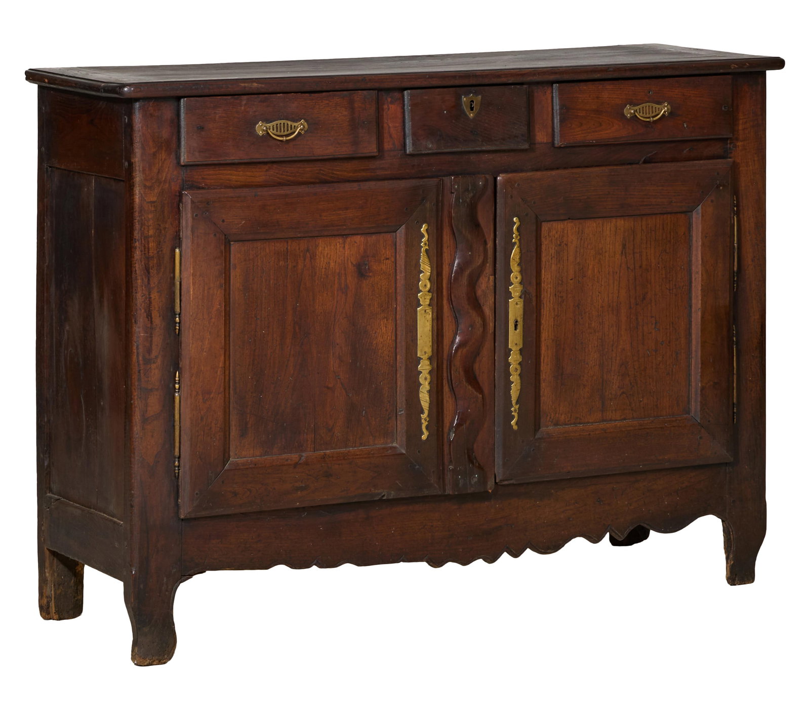 French Louis XV Style Walnut Sideboard, mid 19th c., H.- 39 1/2 in., W.- 54 1/2 in., D.- 19 1/4 in. (1 of 1)