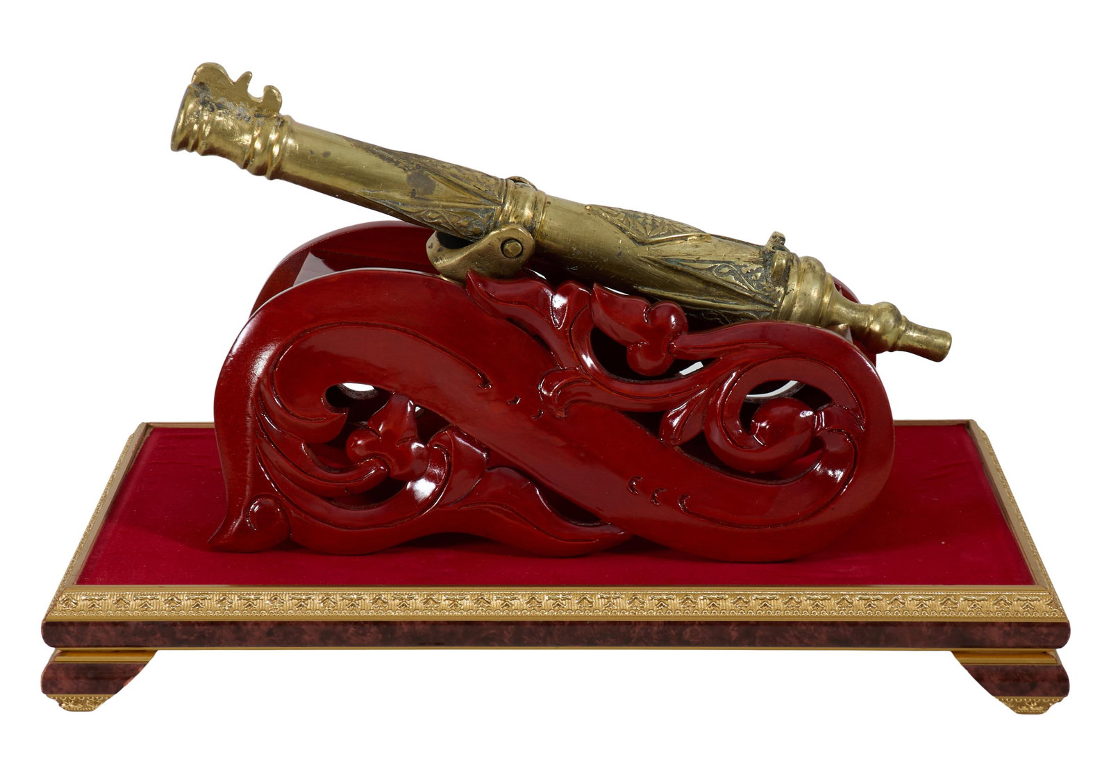 Indonesian Style "Lantaka" Swivel Cannon, 20th c., Cannon- H.- 12 in., W.- 14 1/4 in., D.- 5 in. (1 of 4)