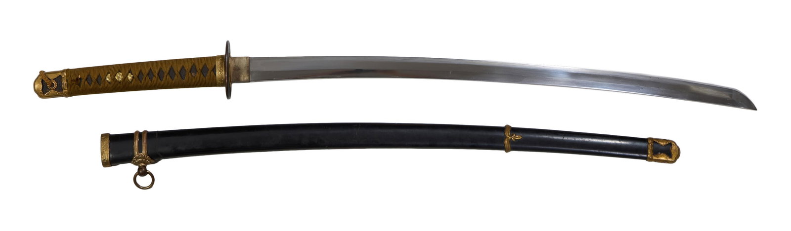 WWII Era Japanese Katana Samurai Sword, 20th c., L.- Blade- 27 in. (1 of 3)