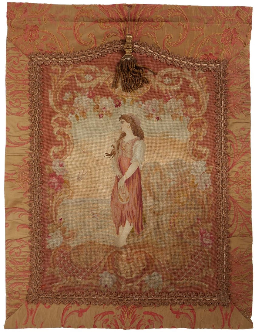French Needlepoint and Silk Tapestry, 19th c., H.- 39 in., W.- 28 1/2 in., D.- 1/2 in. (1 of 1)
